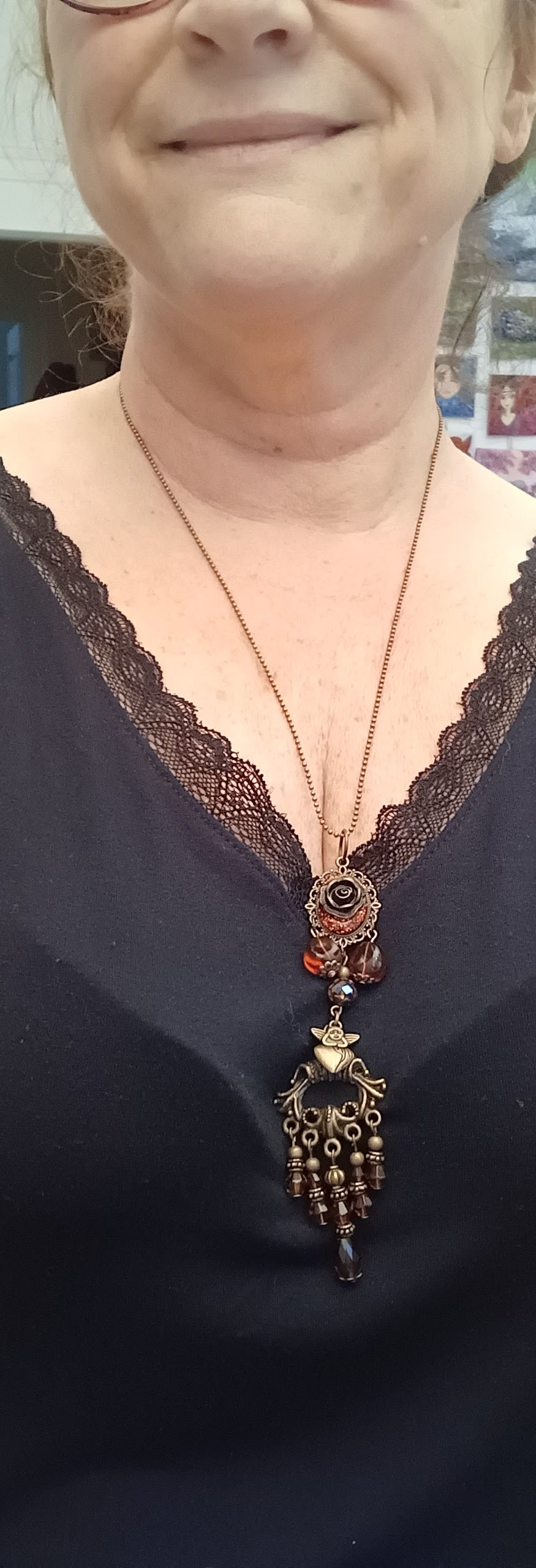 Collier "Rose de bronze"