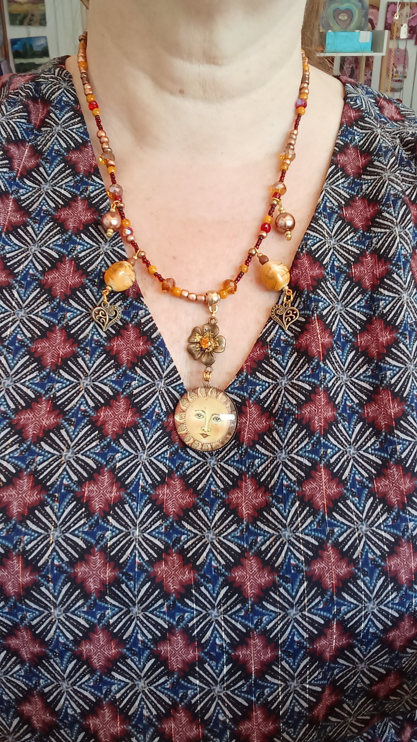 Collier Soleil et coeur