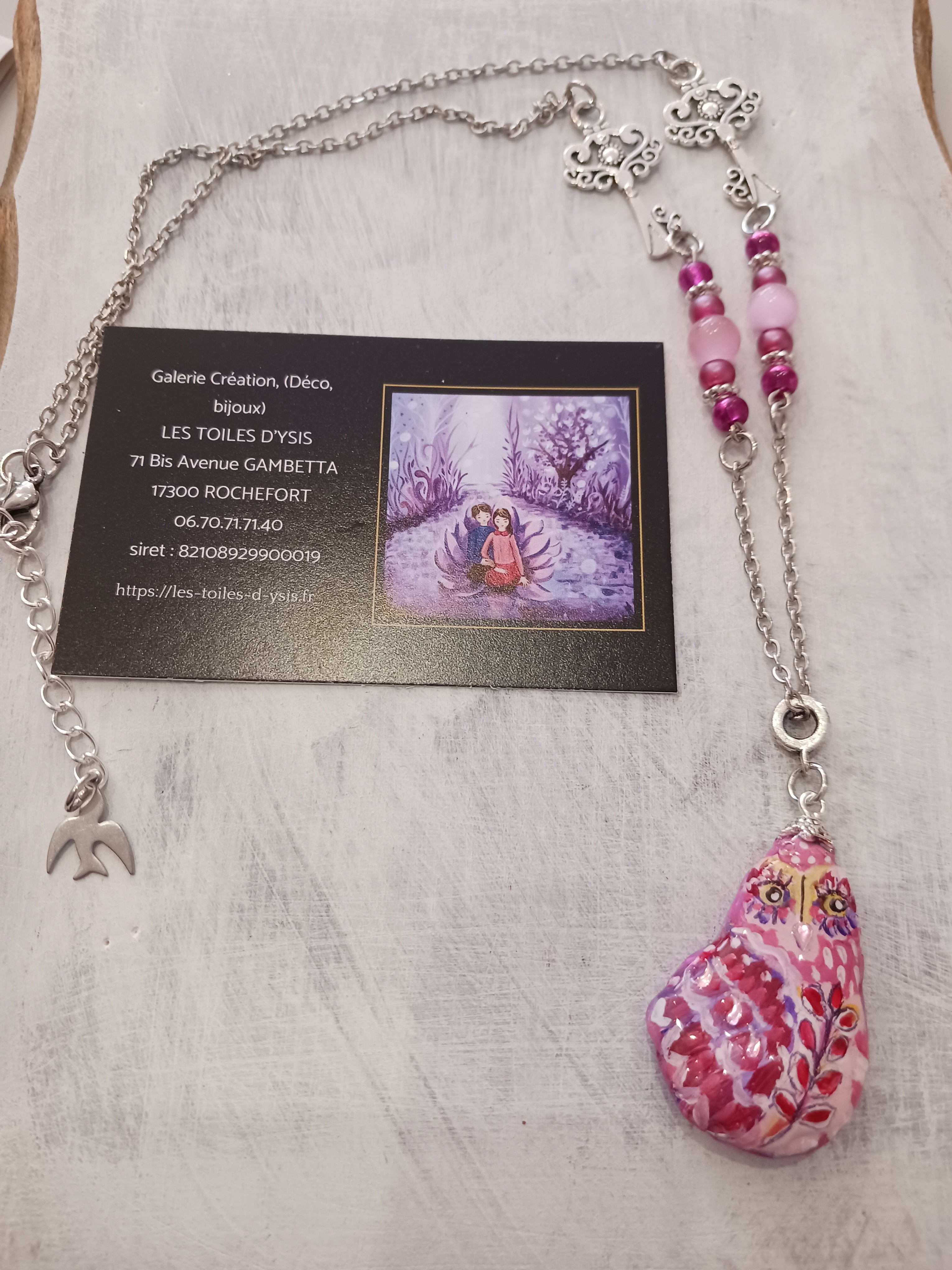 collier fait main rose