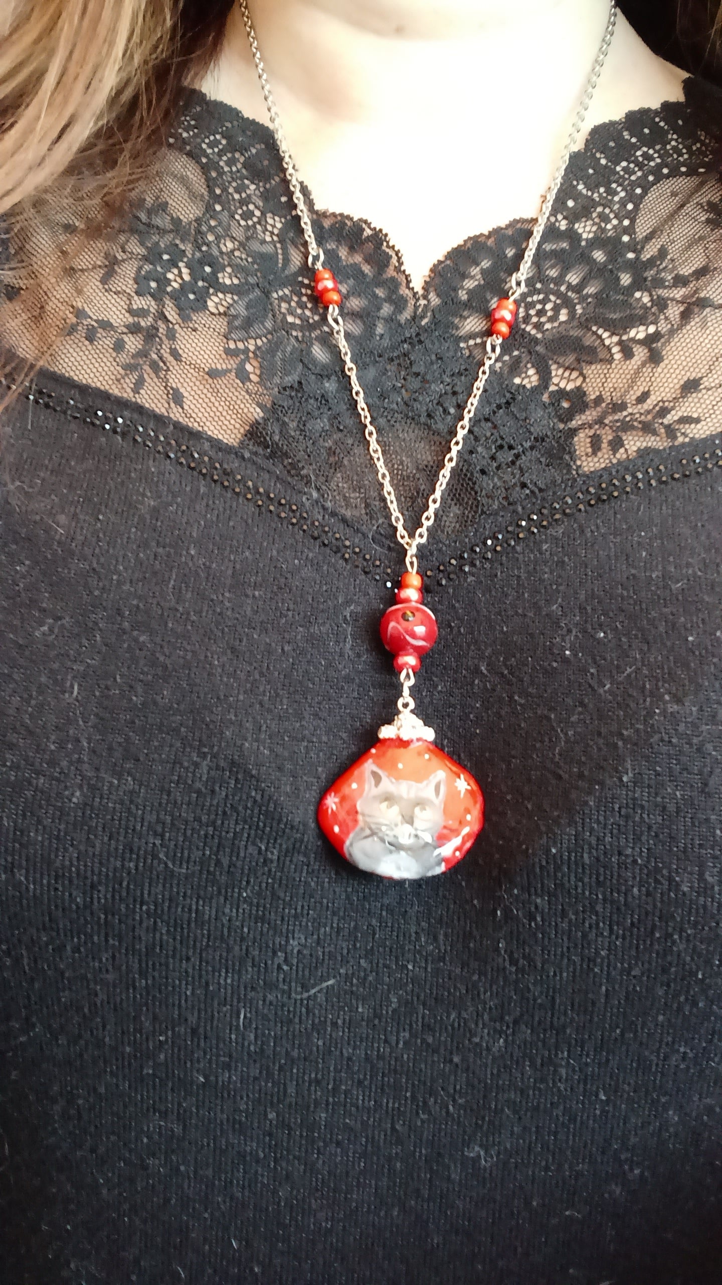 collier fait main chat