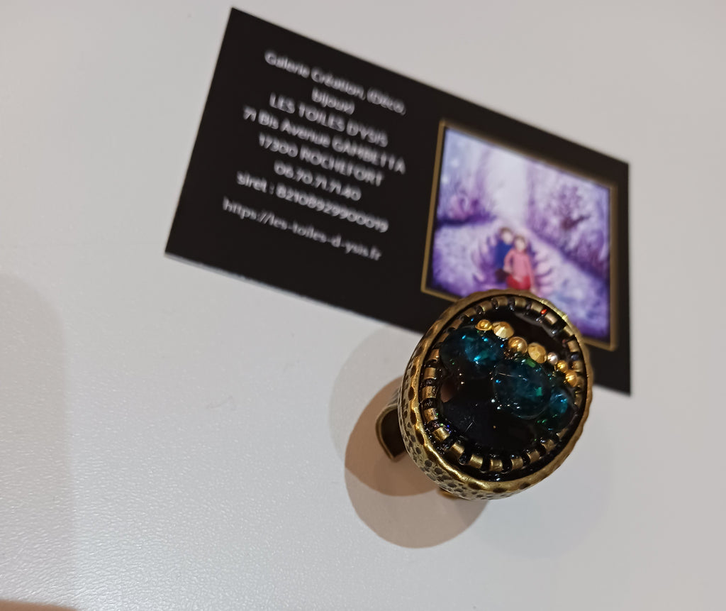 bague bonze bleu canard et noir non soldée !