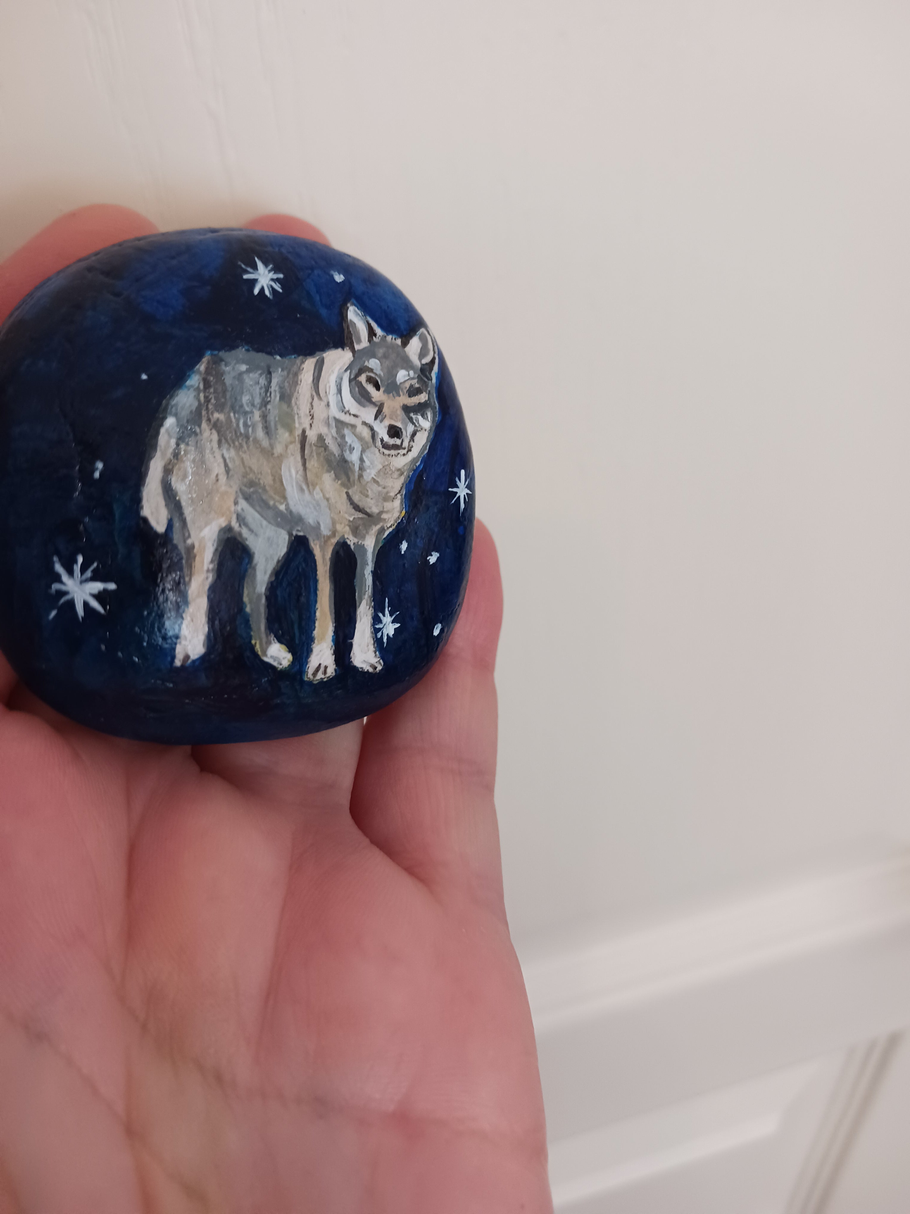 Galet Loup dans la nuit