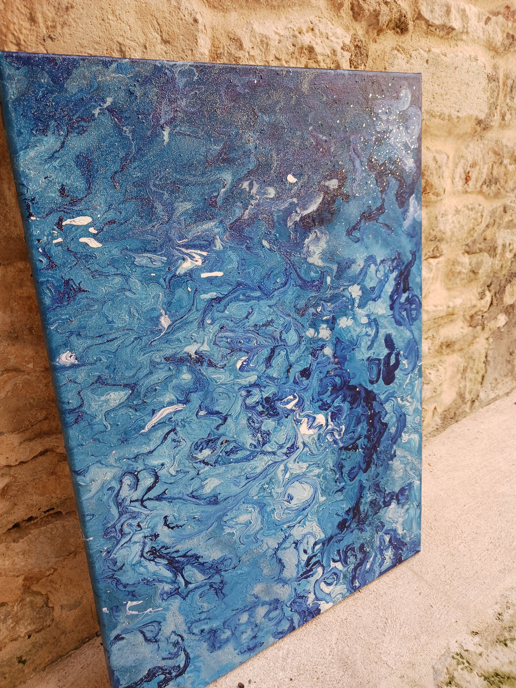 toile âme de l'eau, abstrait bleu