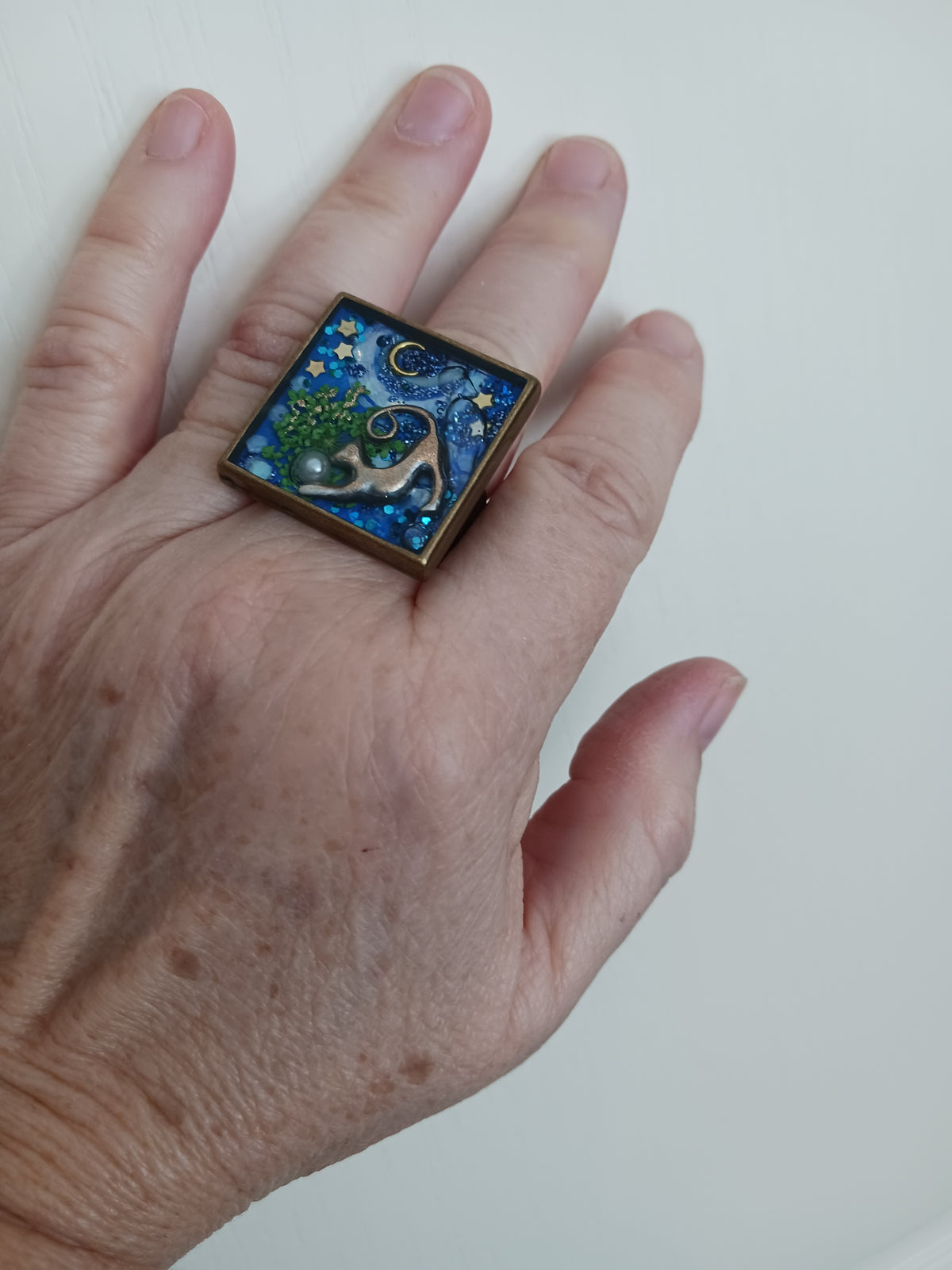 Bague chat sous la Lune