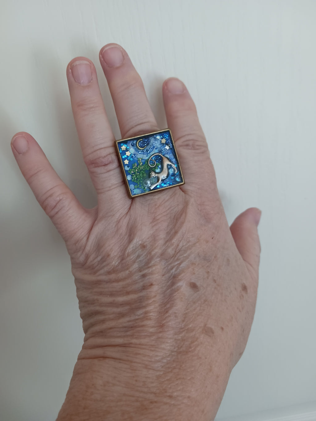 Bague chat sous la Lune