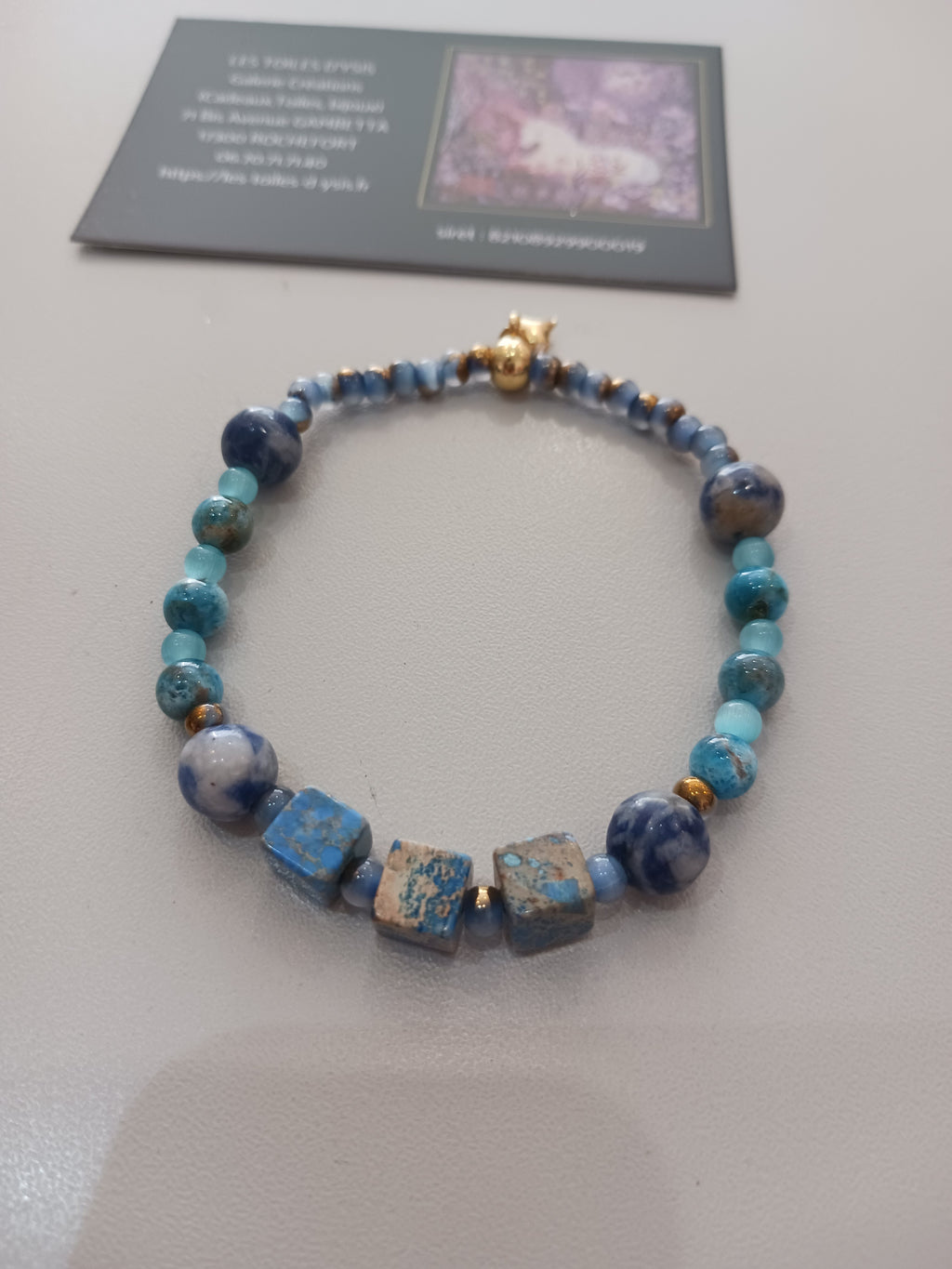 Bracelet bleu semi précieux