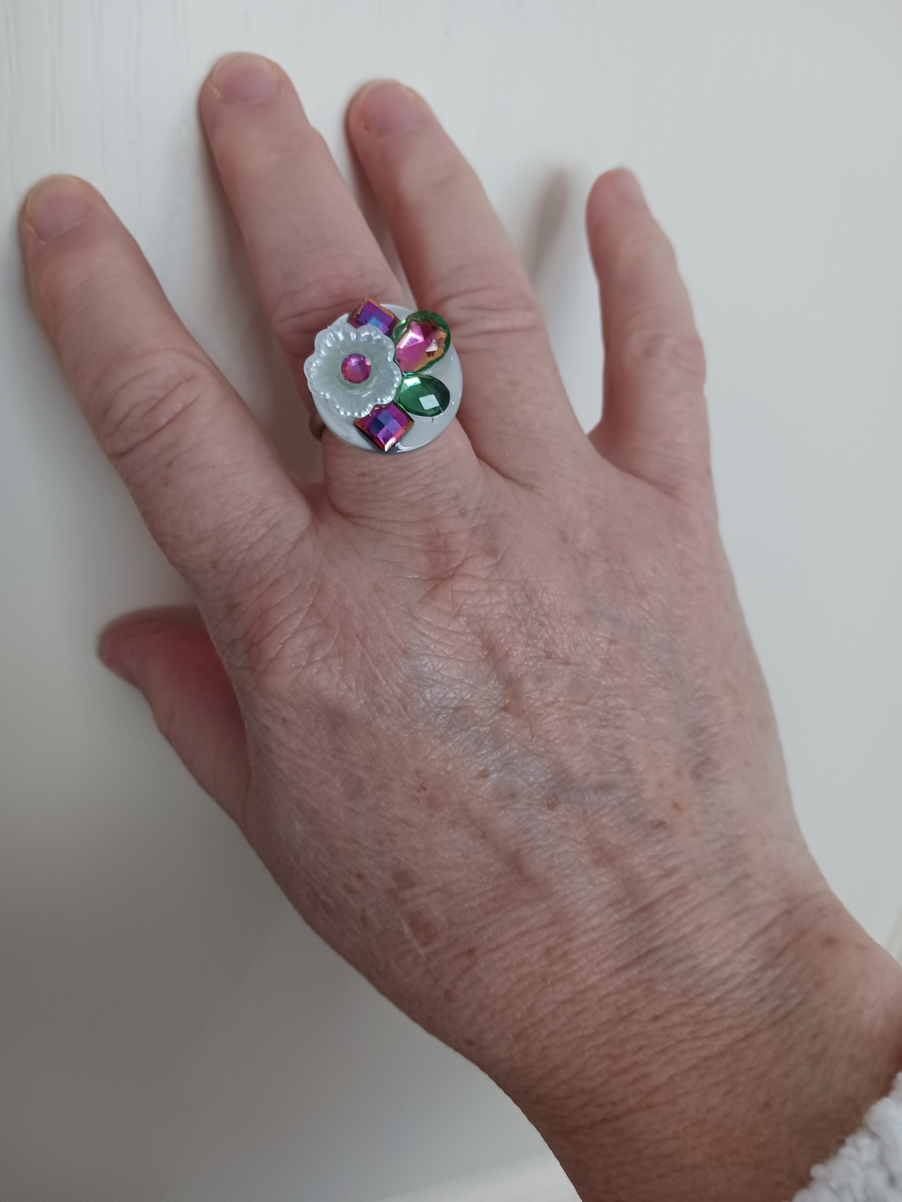 Bague cristal rose vert