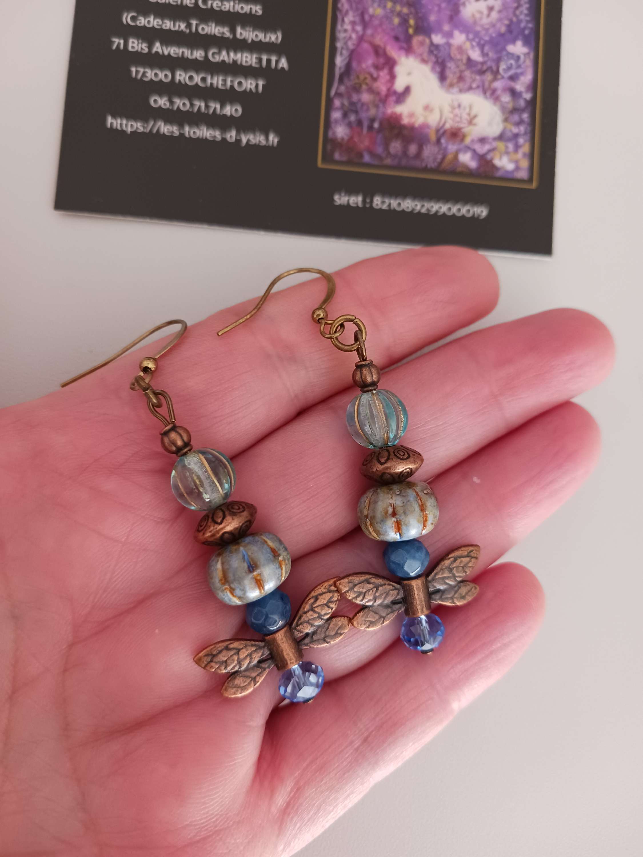 Boucles spiritualité "cuivre bleu"