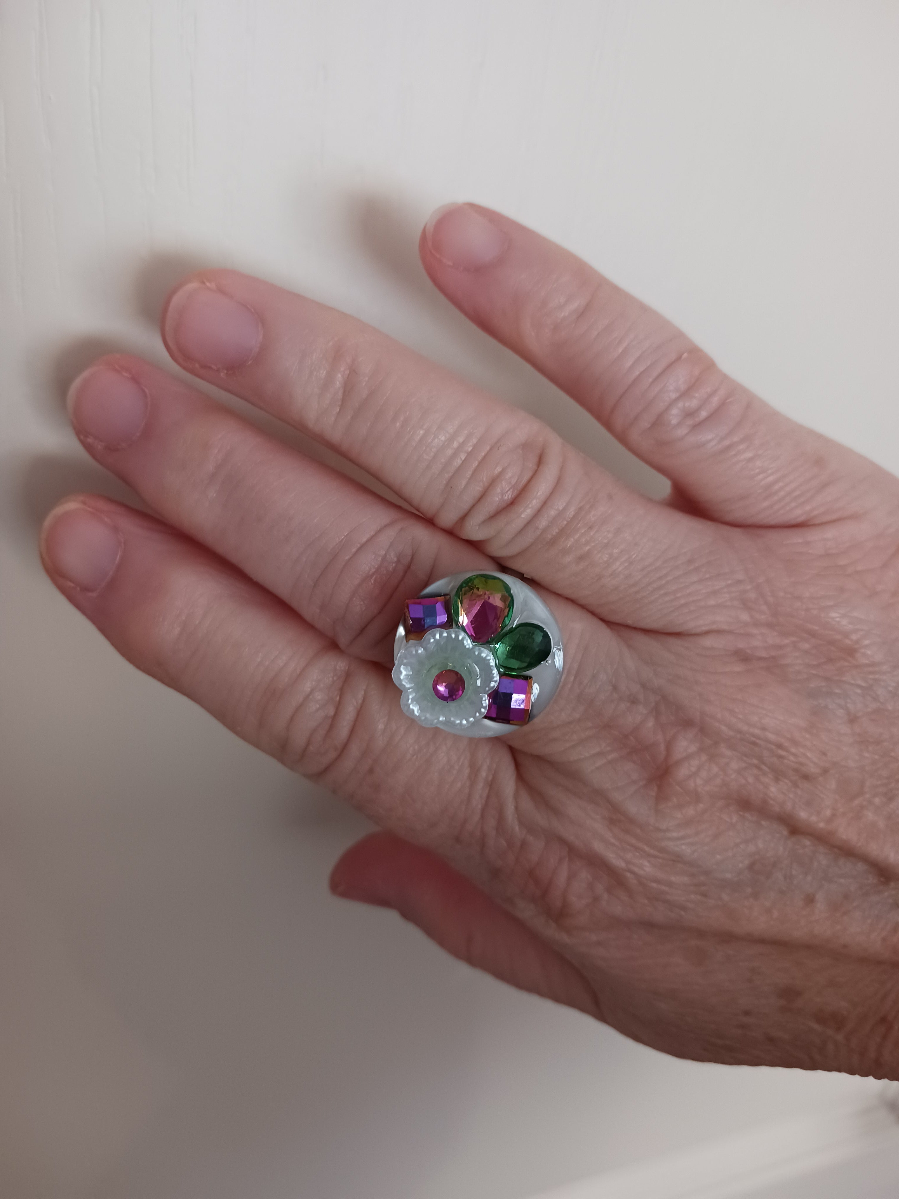 Bague cristal rose vert