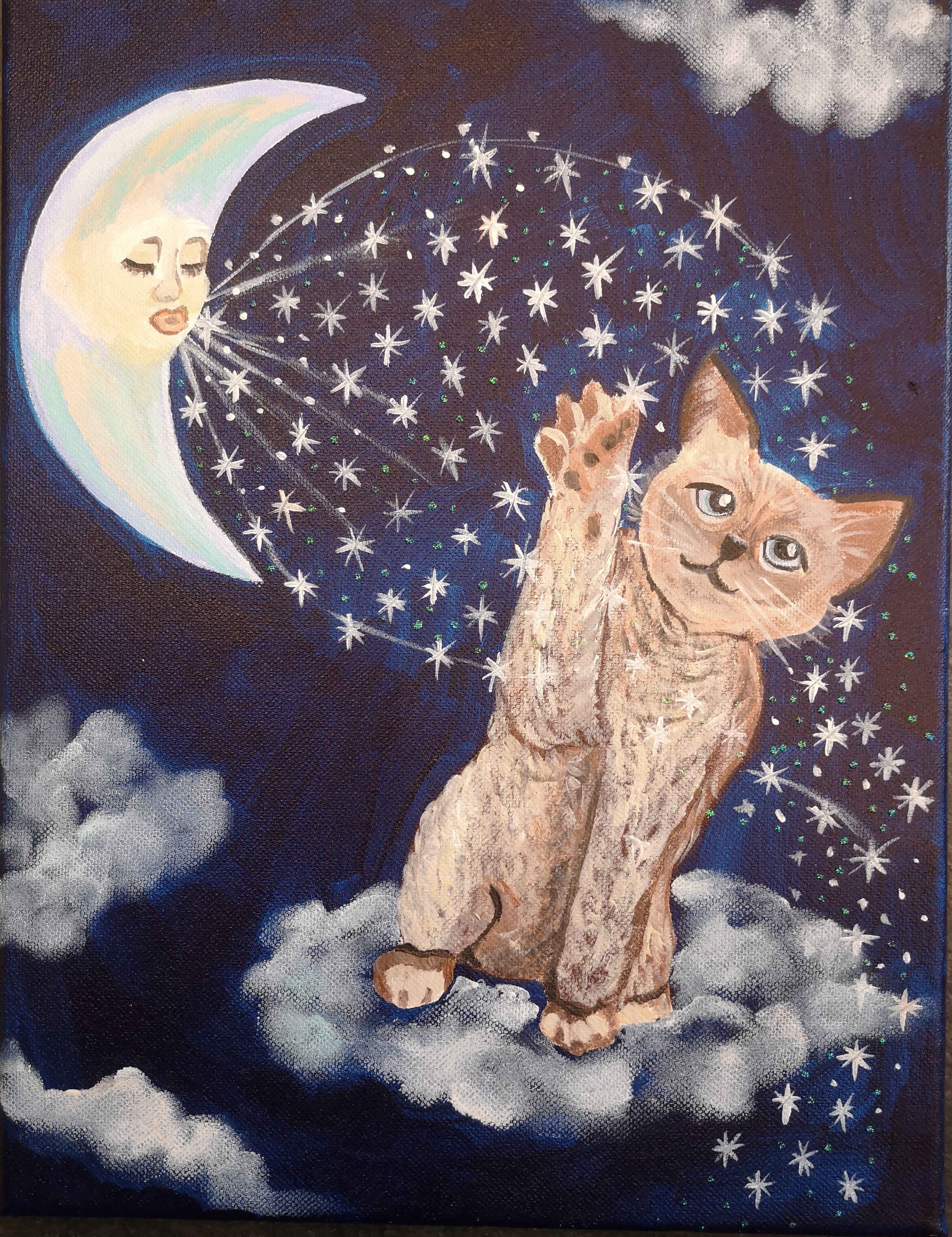 boucles " Le petit chat et les étoiles"