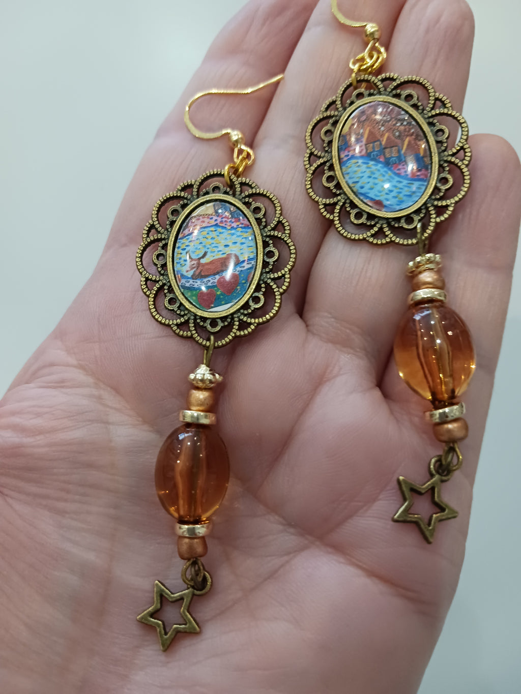 Boucles Bœuf et Village, inspiration Chagall