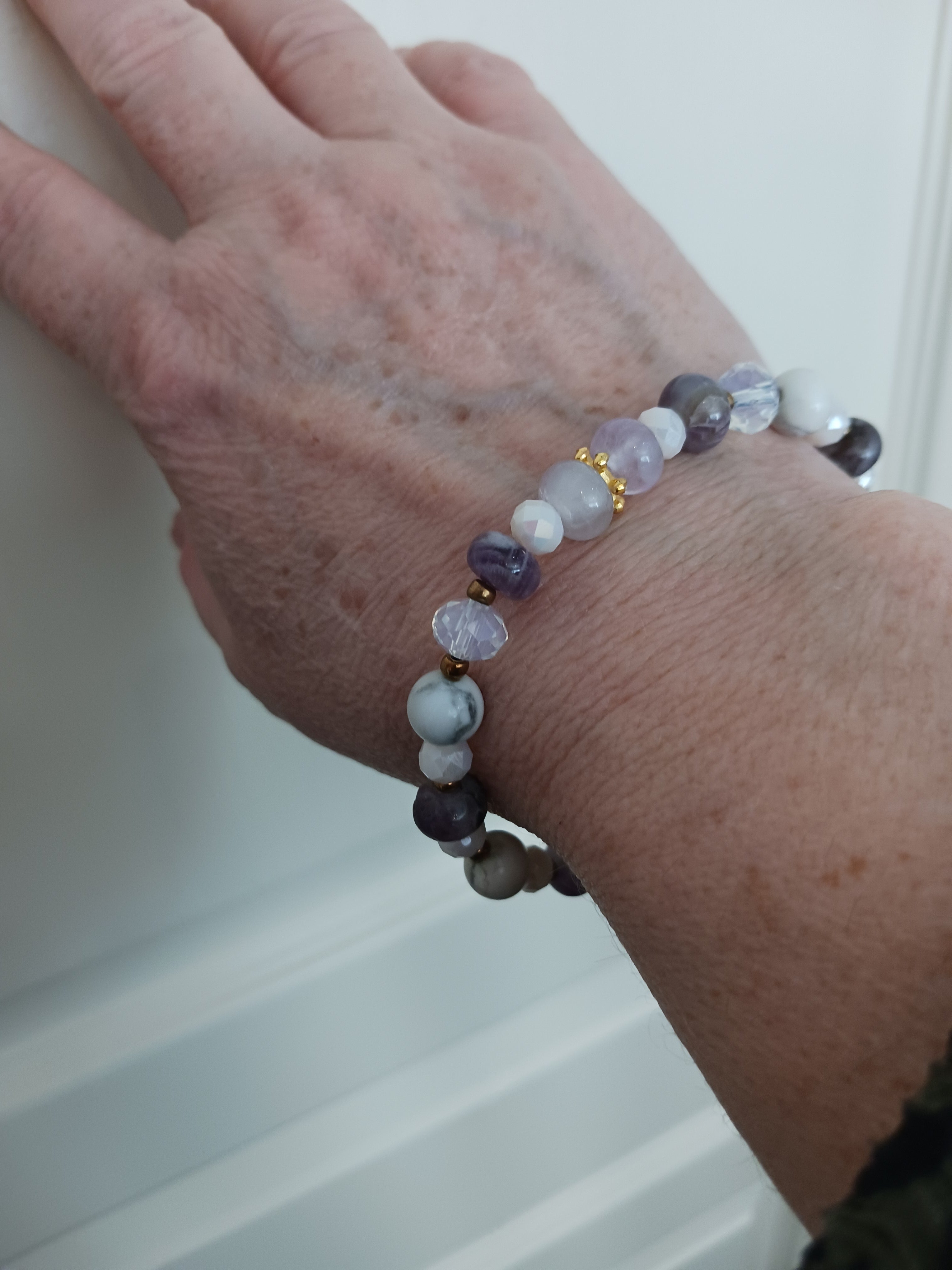 Bracelet agates, améthystes rubanées