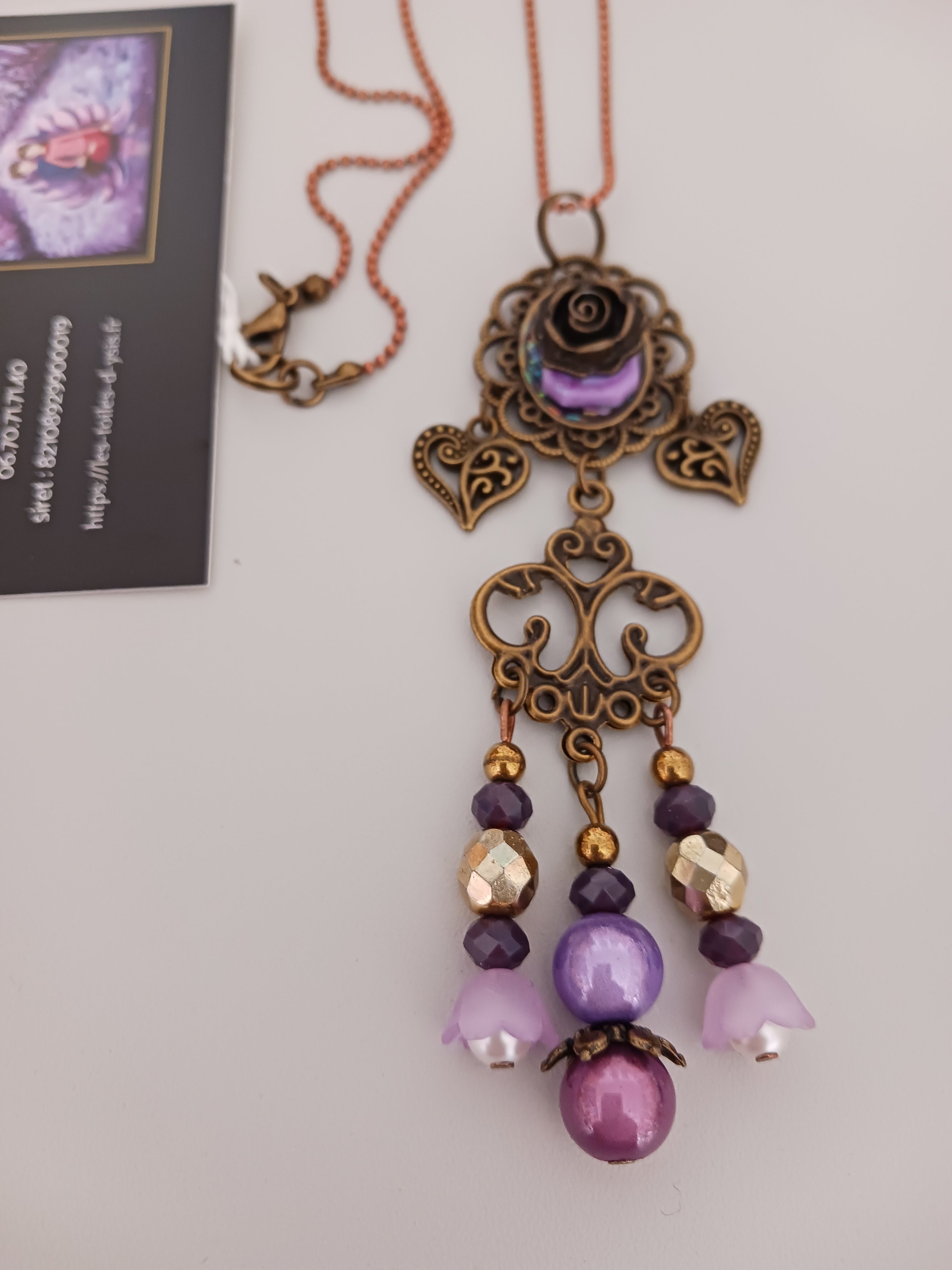 Collier Style ancien Mauve