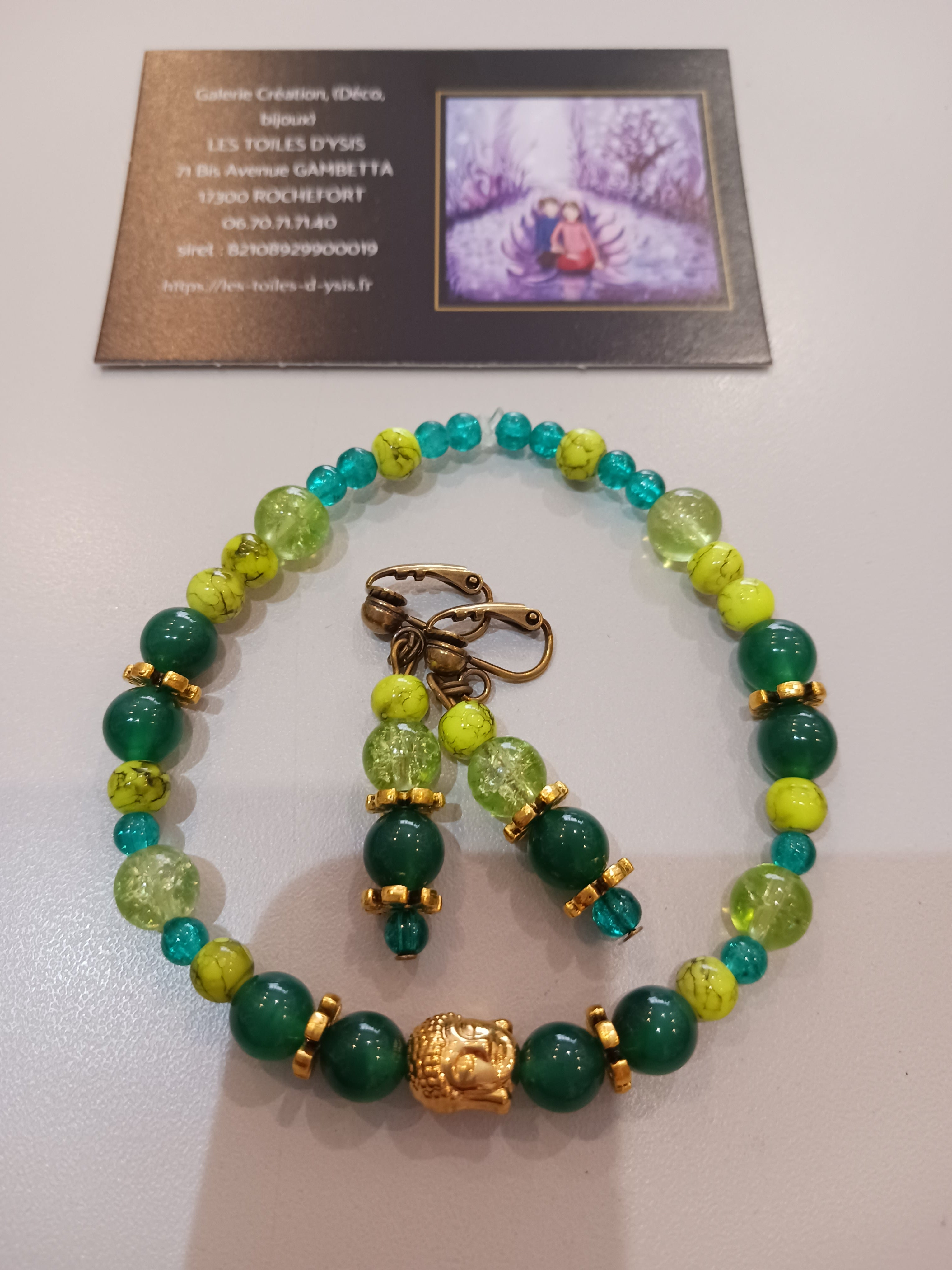 Duo Agates et perles de verre