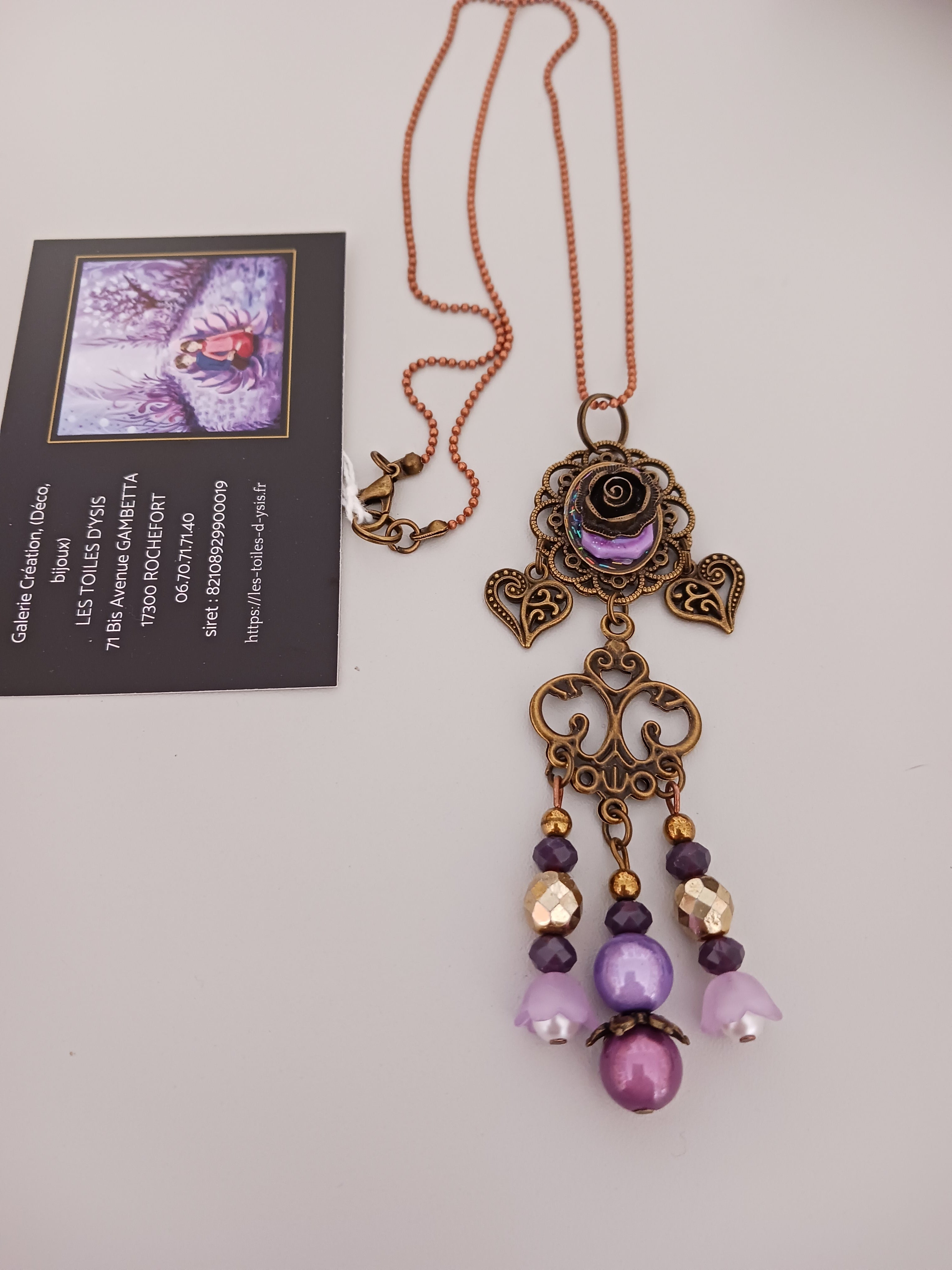 Collier Style ancien Mauve
