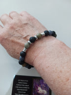 Bracelet homme  jaspe feuille d'argent