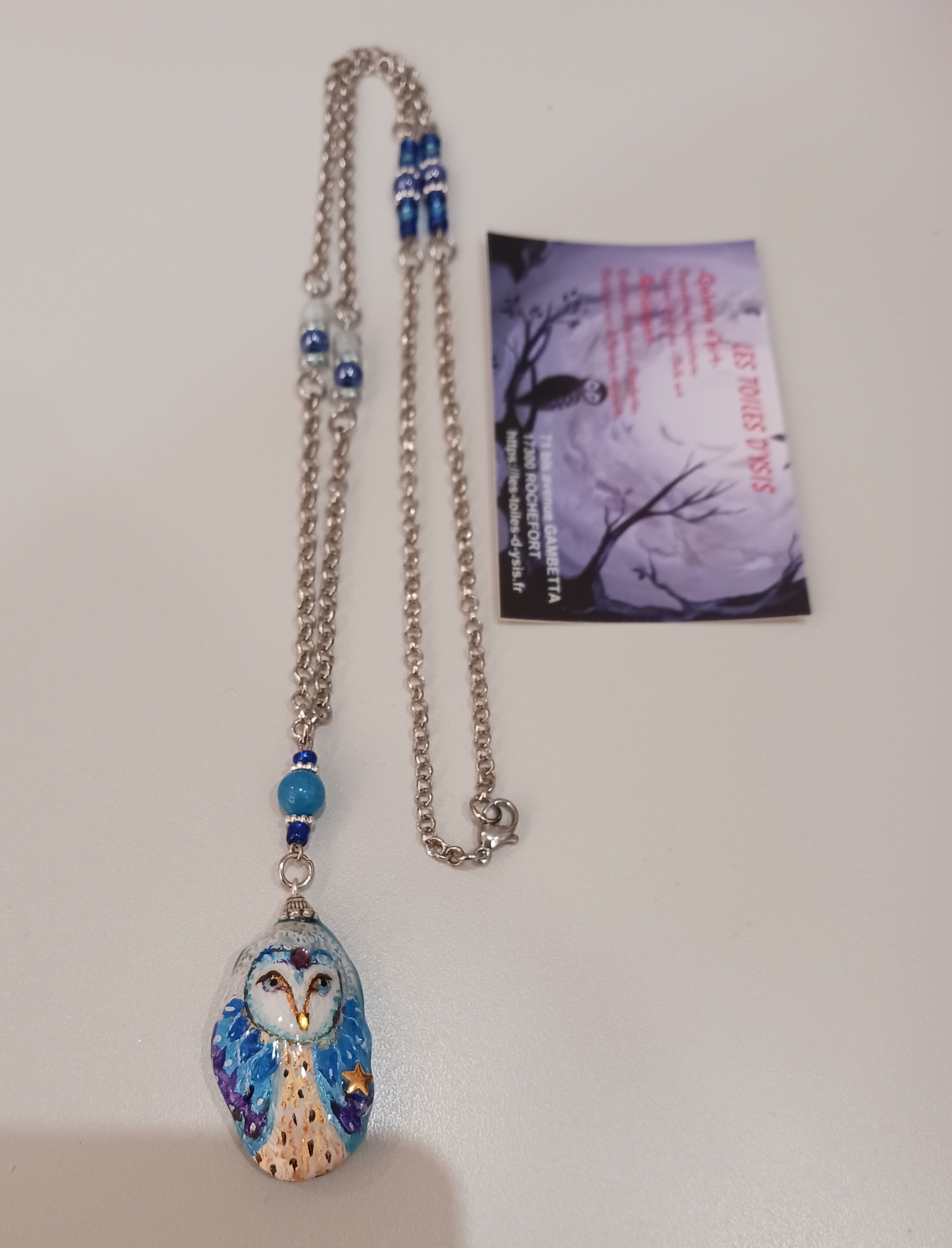 Sautoir Chouette Bleue