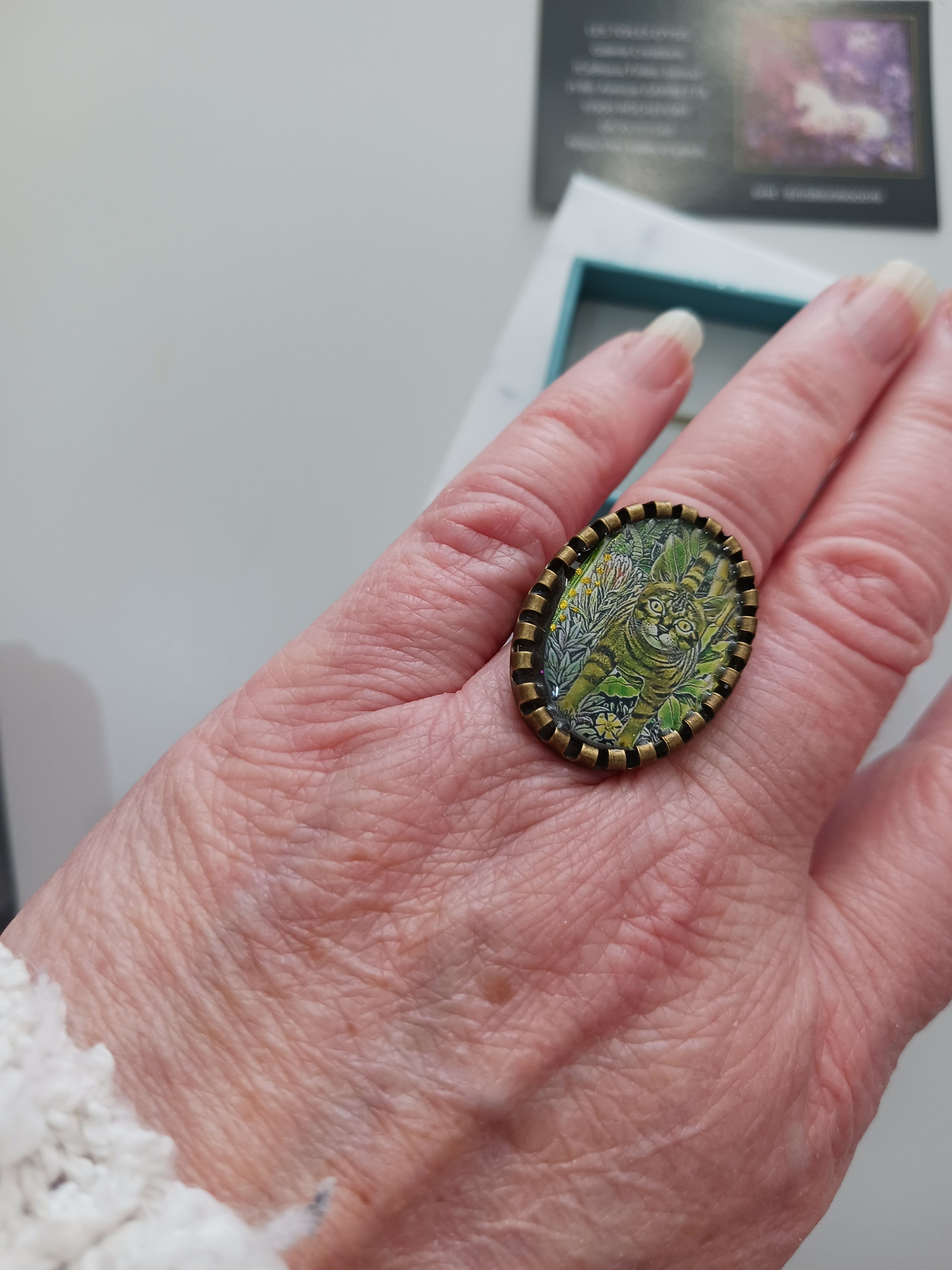 Bague "Le chat vert"