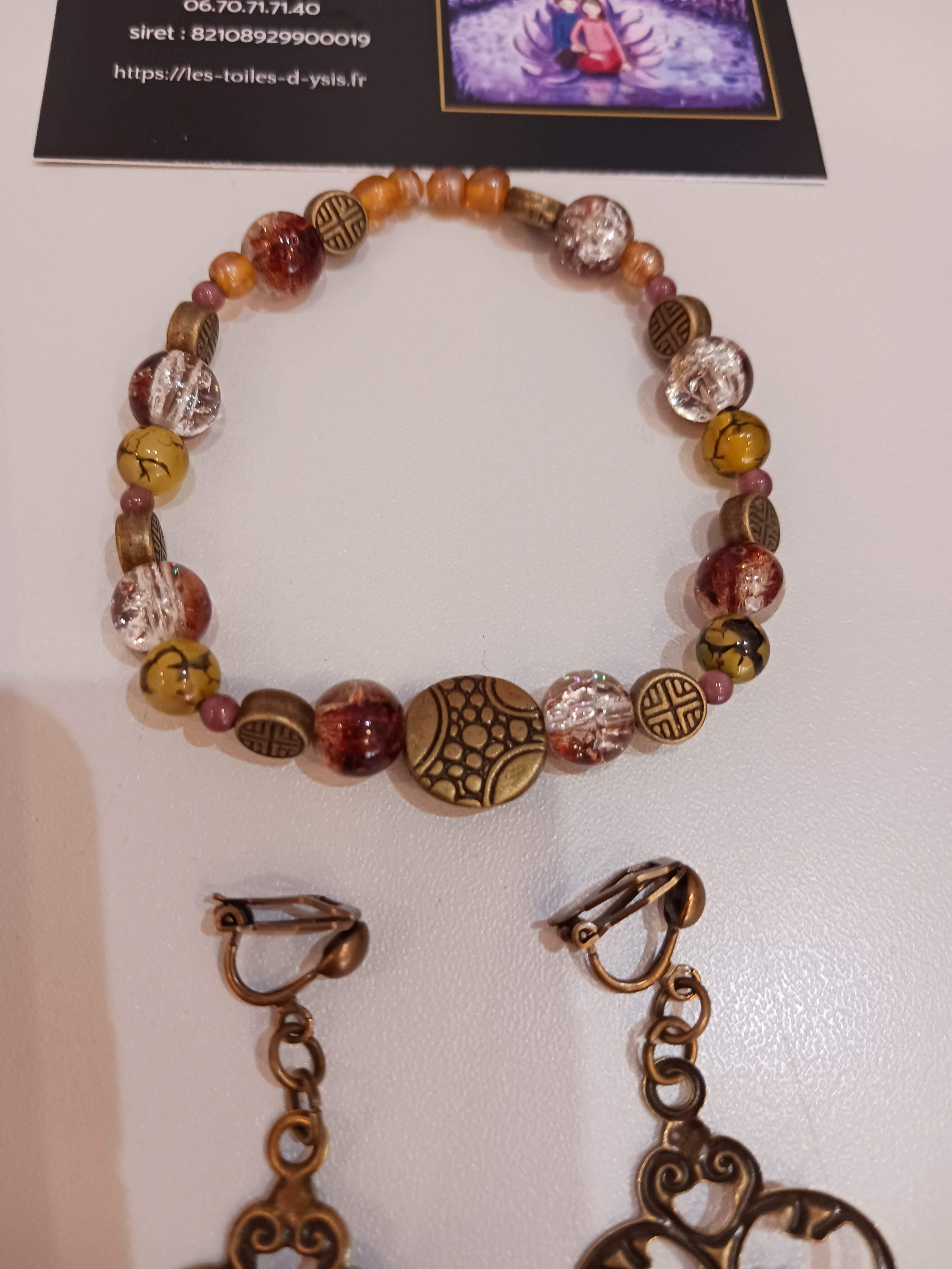 Duo agates, cristal, bronze