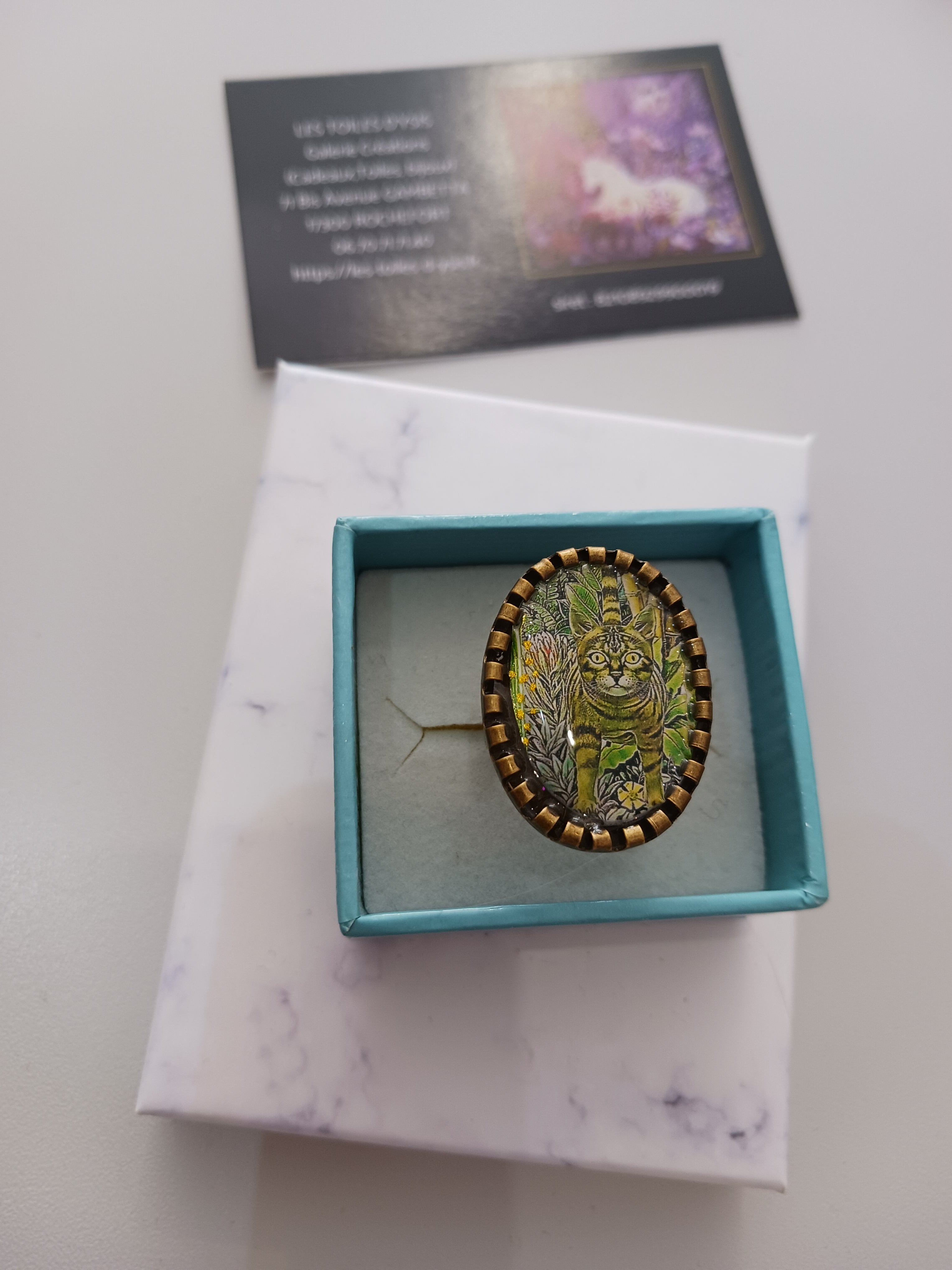 Bague "Le chat vert"