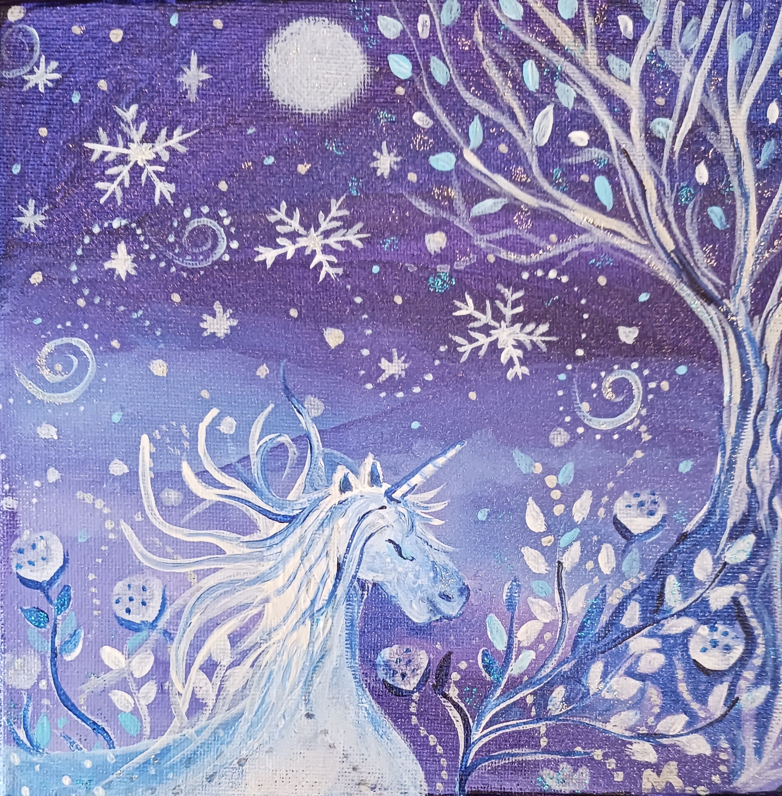 Licorne sous la neige