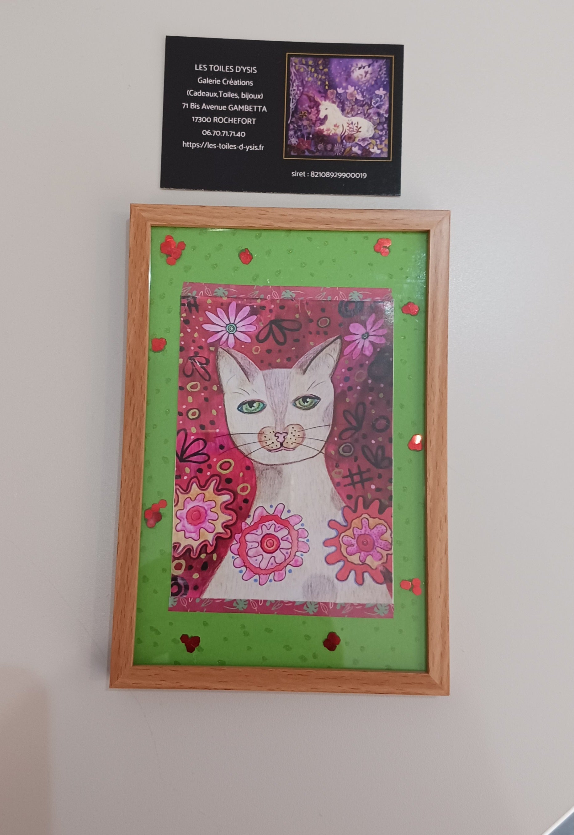Petit cadre Minet dans les fleurs