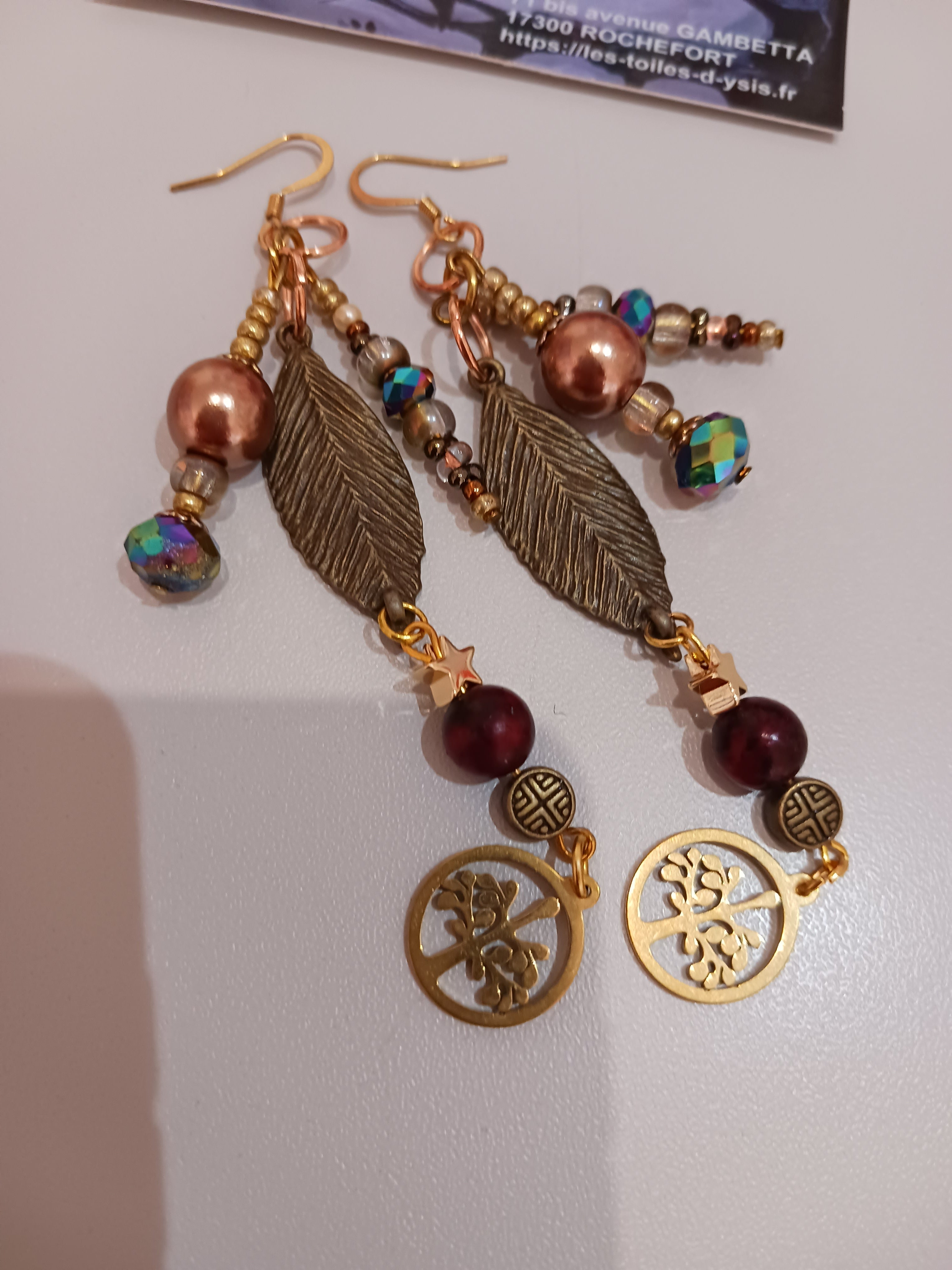 Boucles arbre de vie et chrysocolle