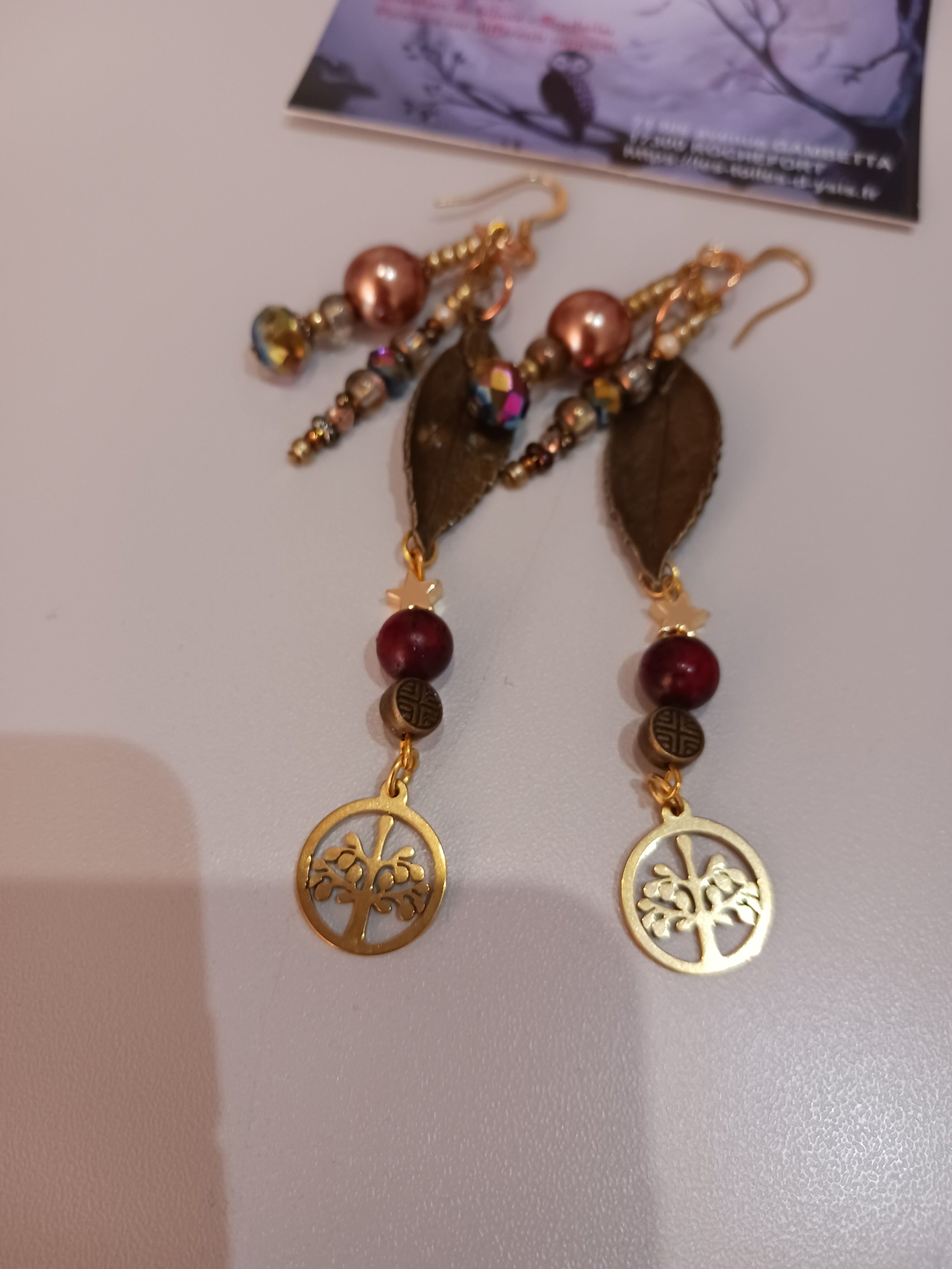 Boucles arbre de vie et chrysocolle