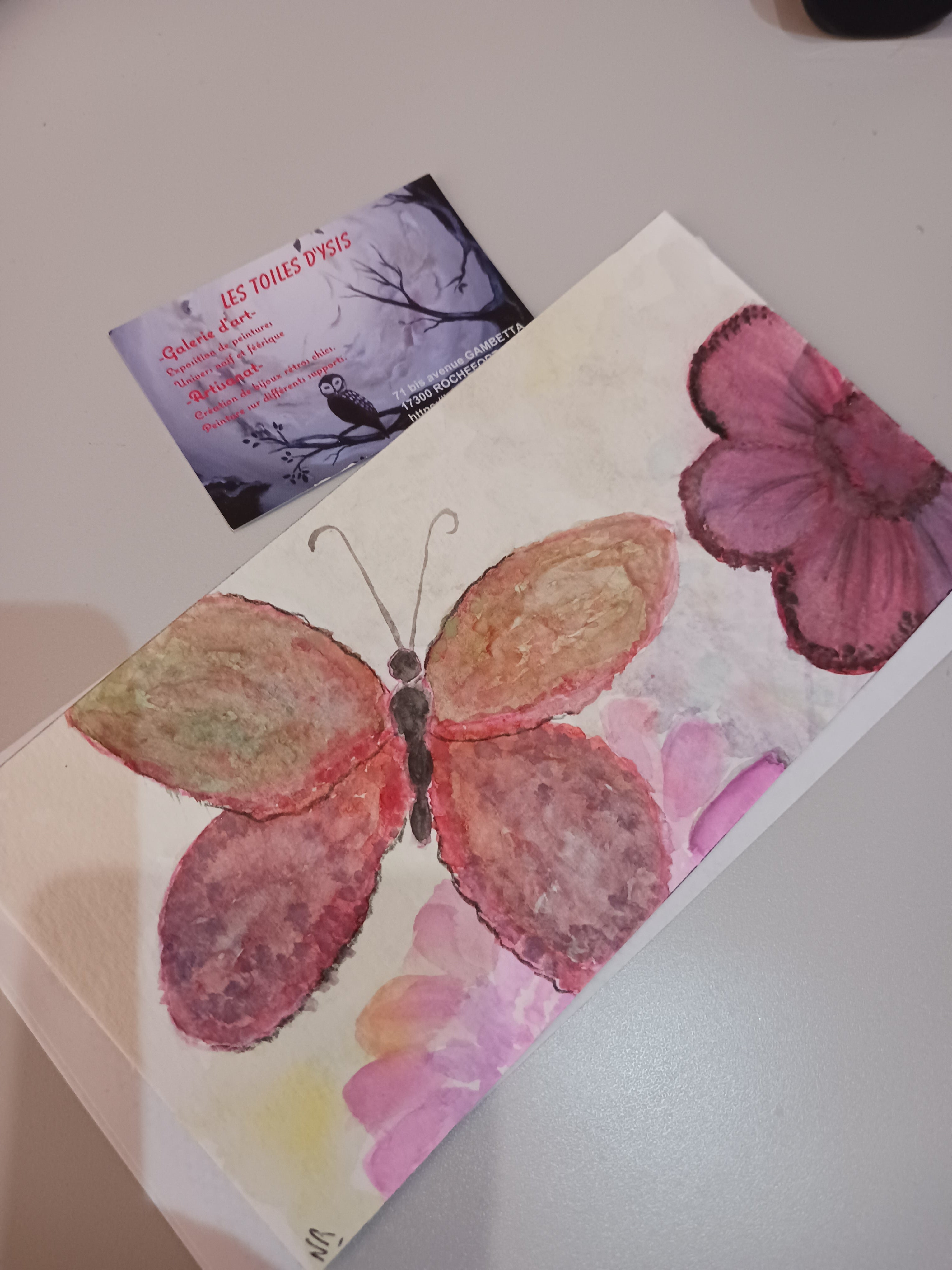 Carte papillon et fleurs