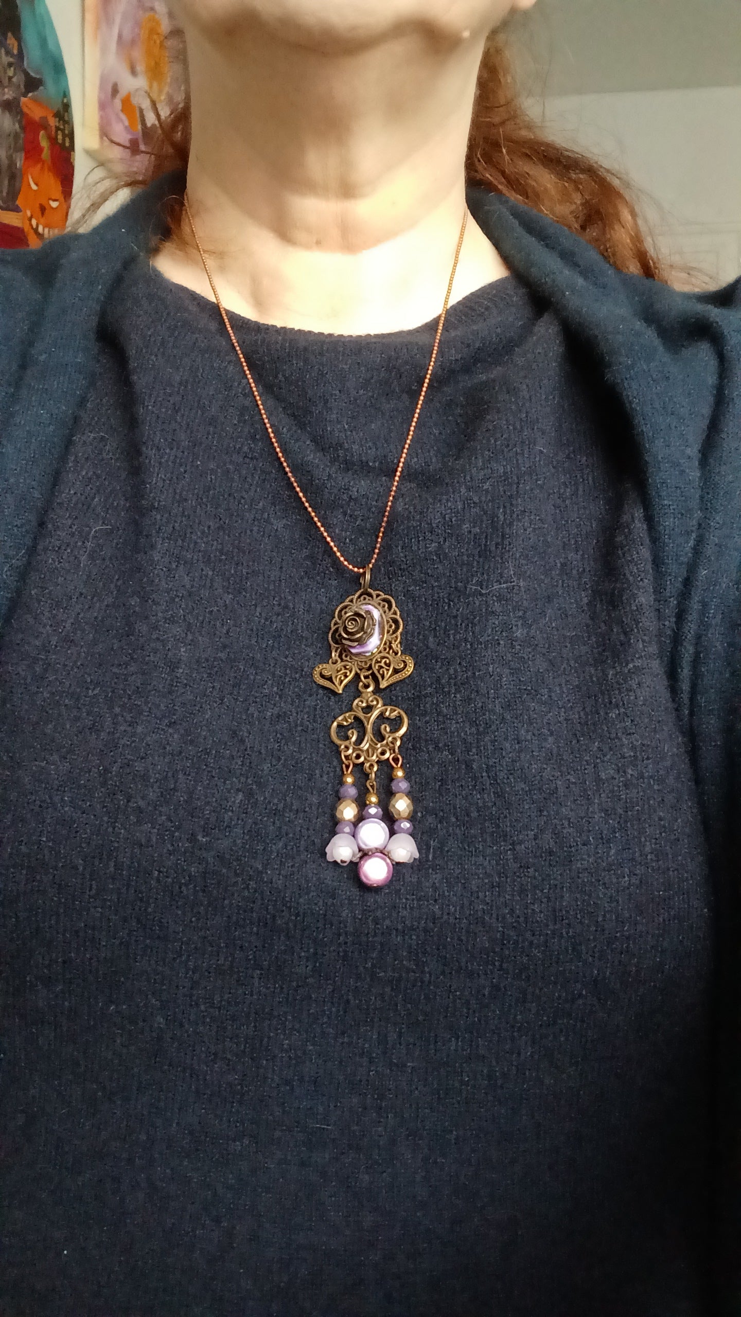 Collier Style ancien Mauve