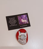 Galet Chat sur fond Rouge