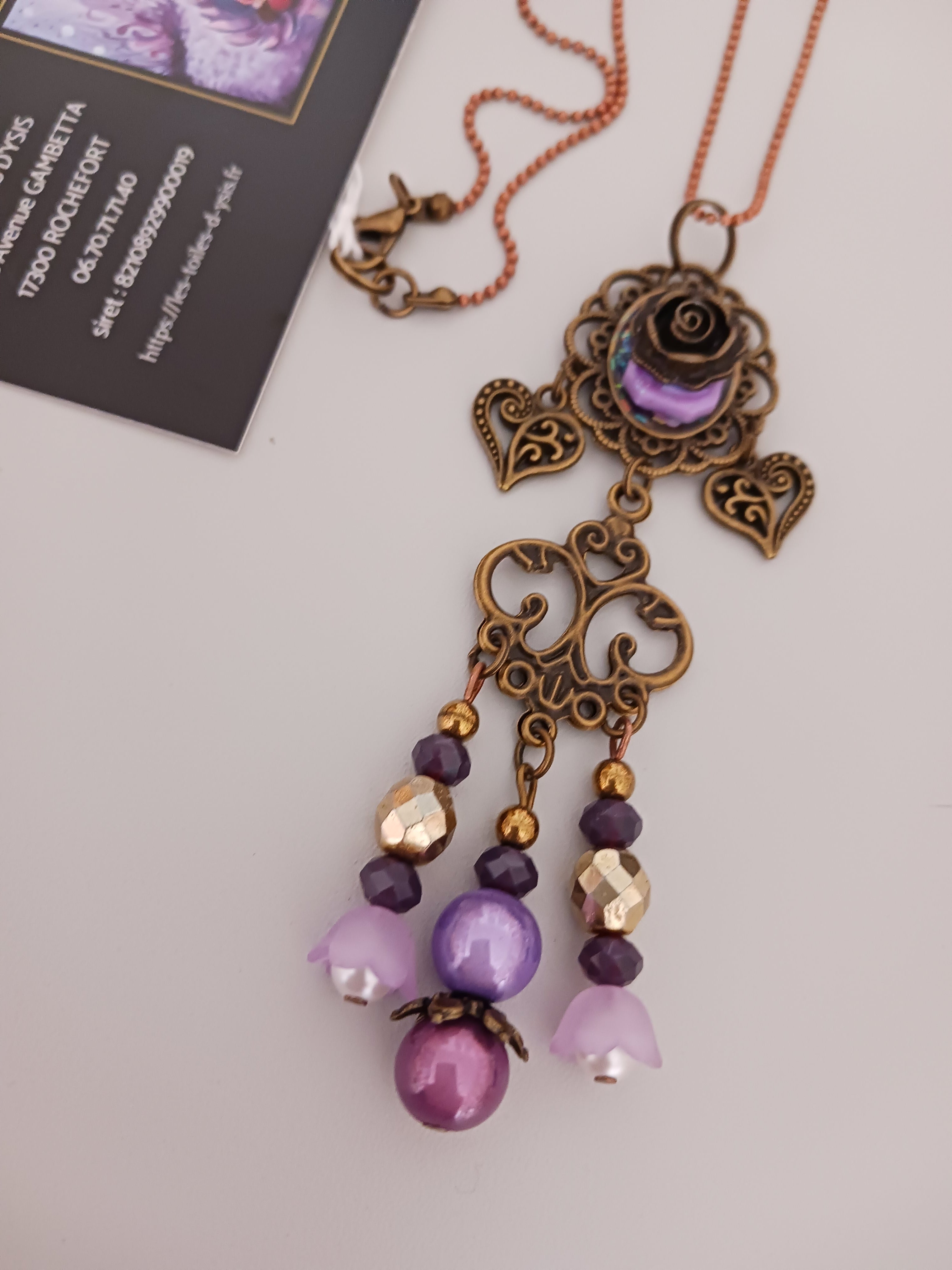Collier Style ancien Mauve