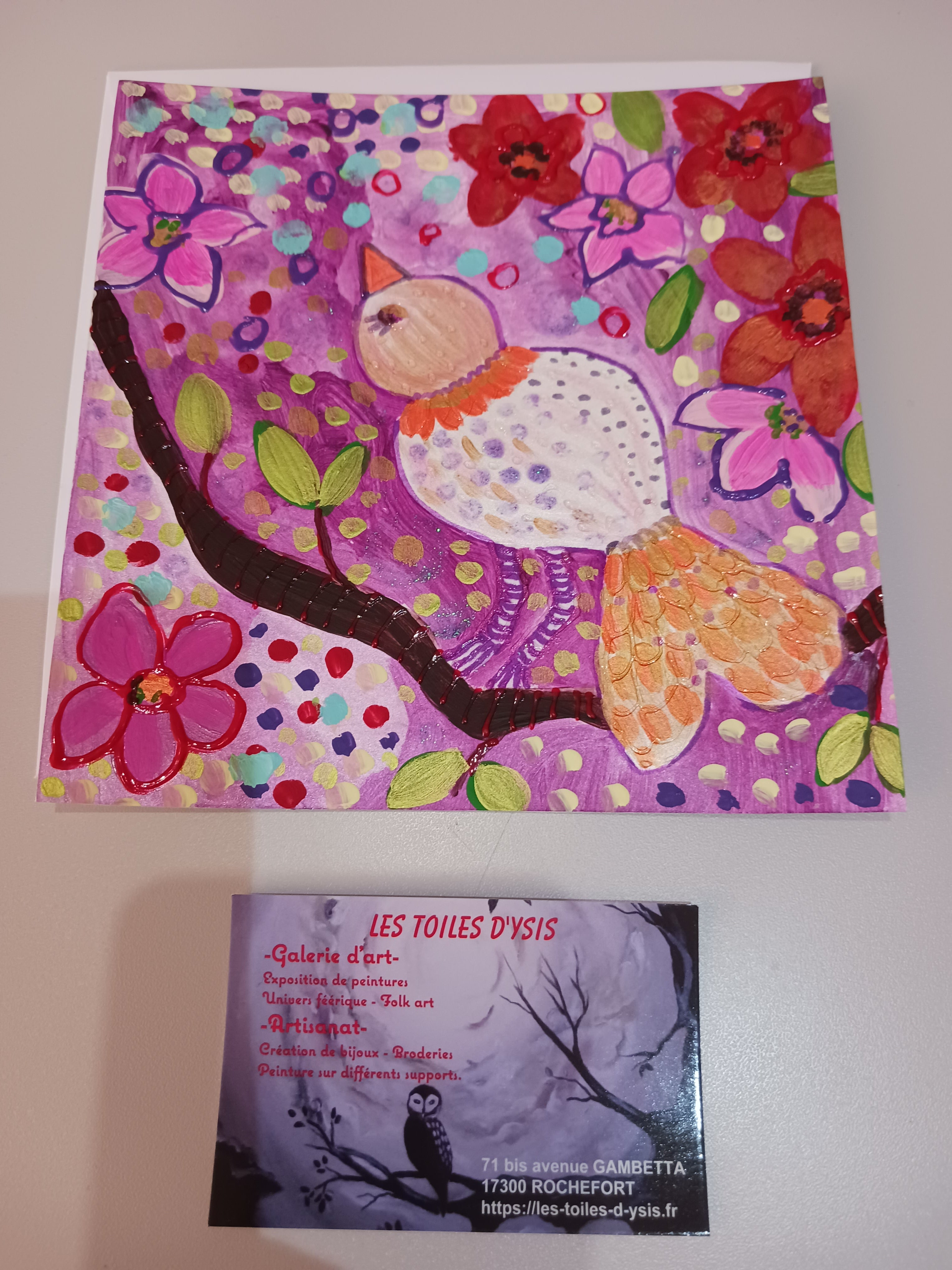 Carte  "petit oiseau sur la branche"