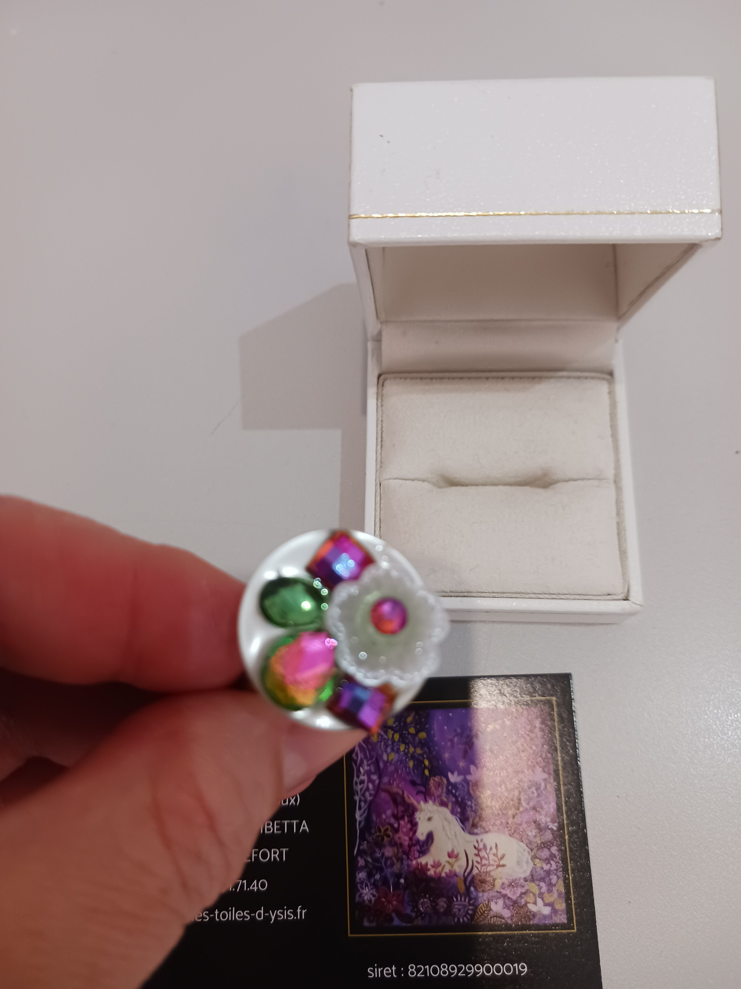 Bague cristal rose vert