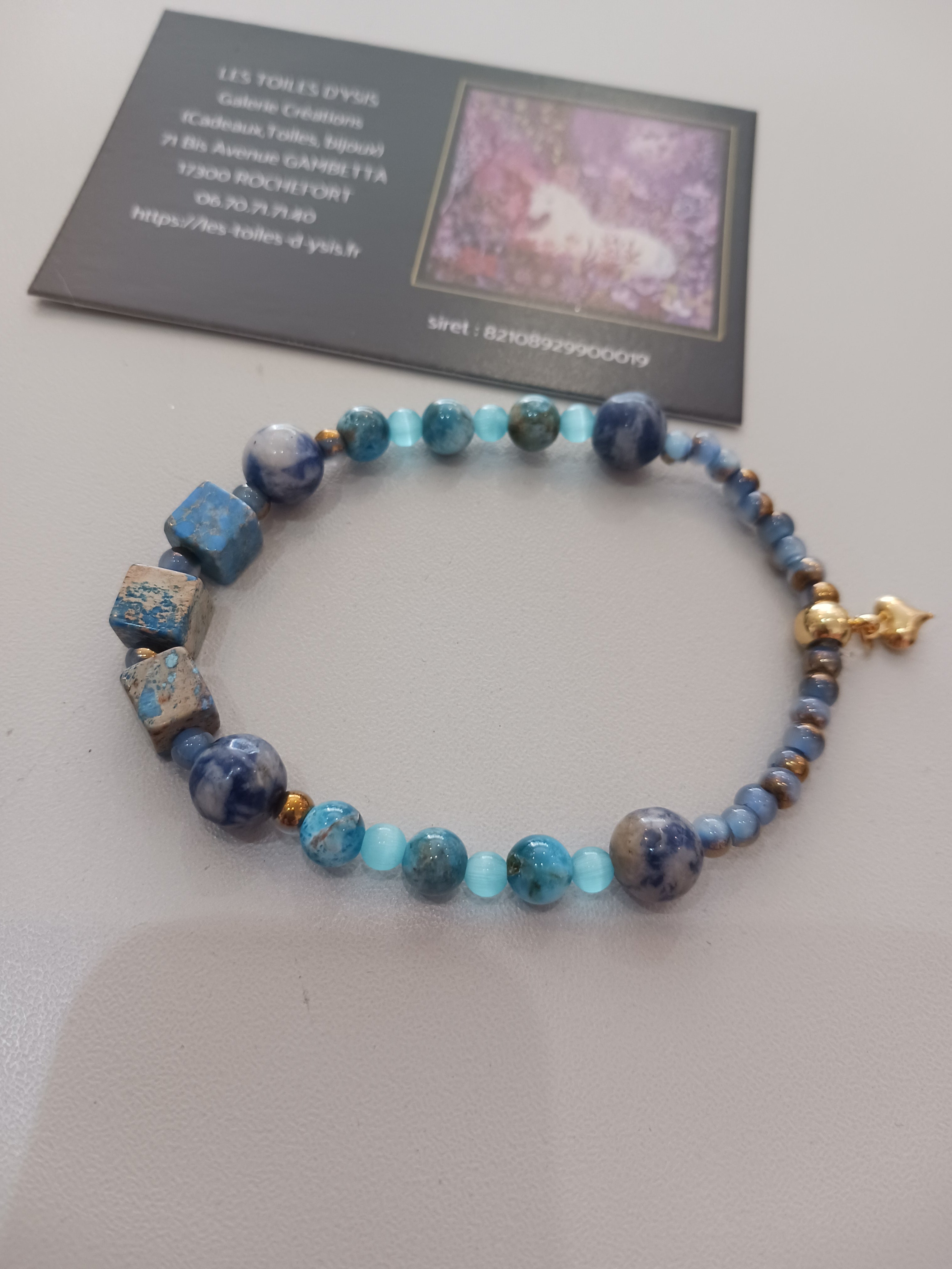 Bracelet bleu semi précieux