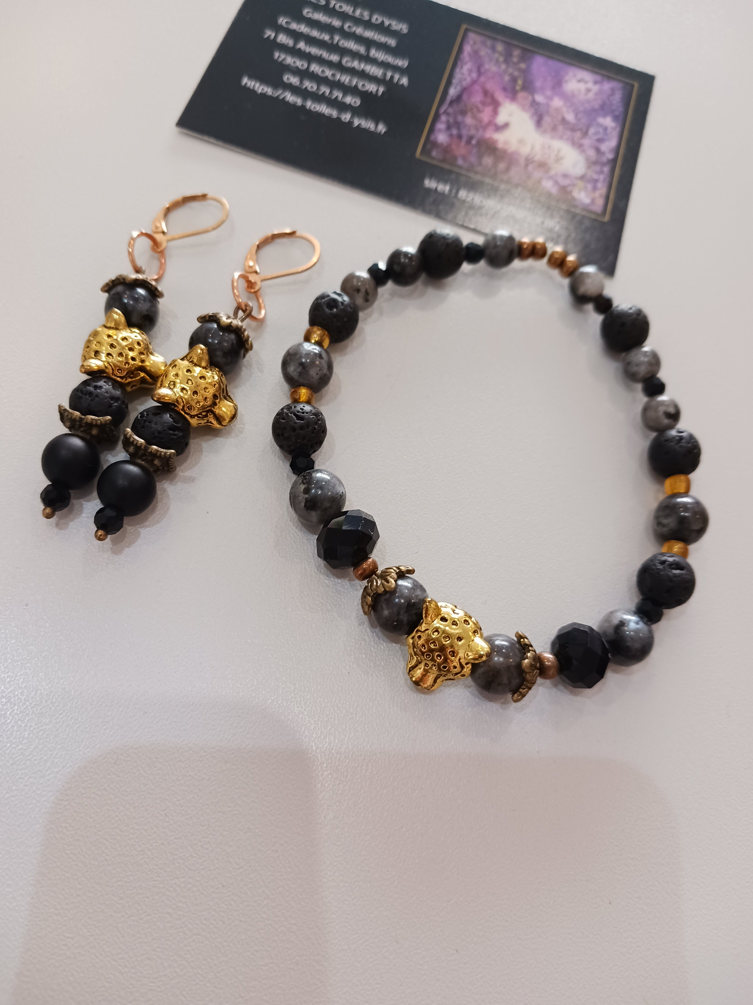Duo semi précieux panthères