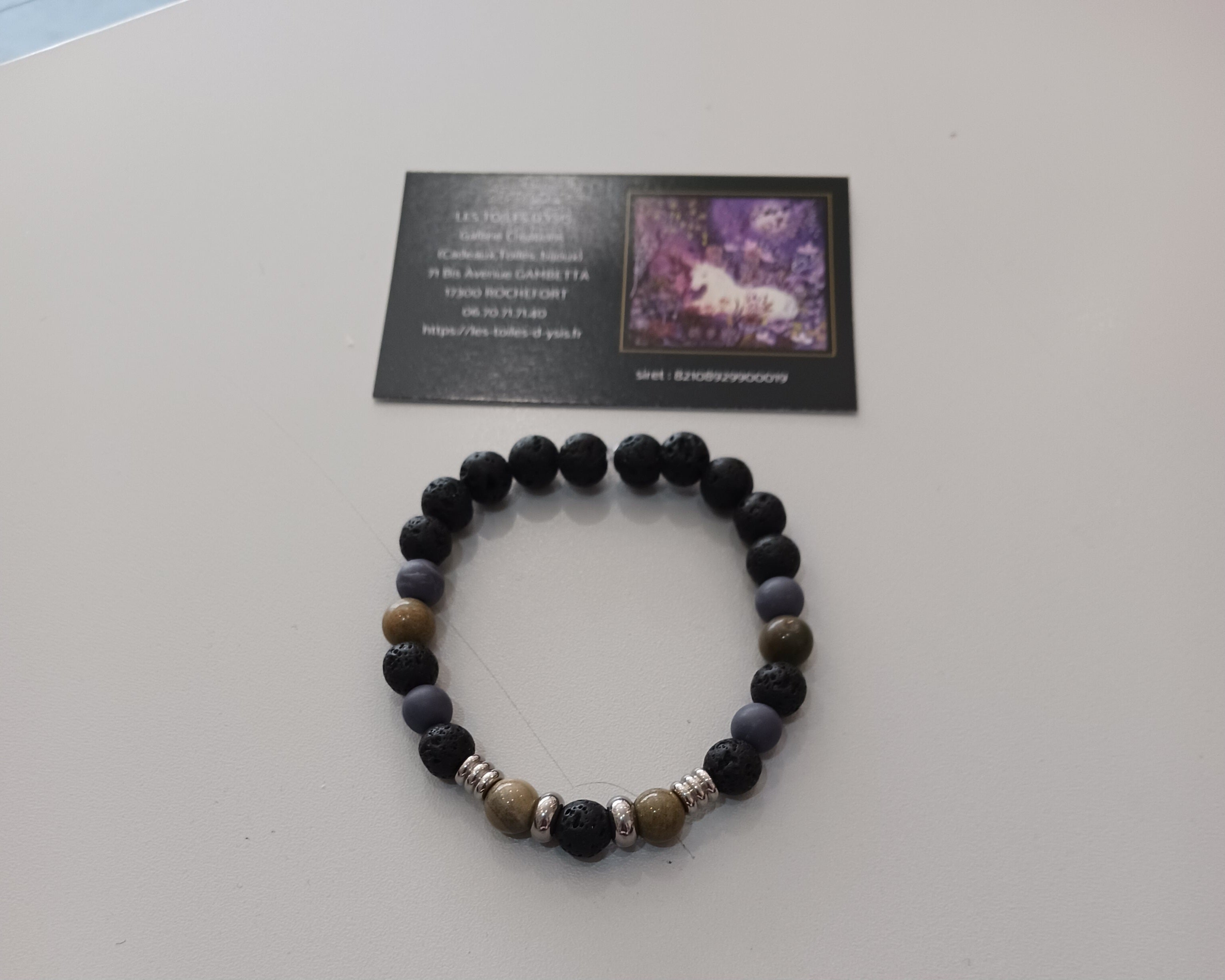 Bracelet homme  jaspe feuille d'argent