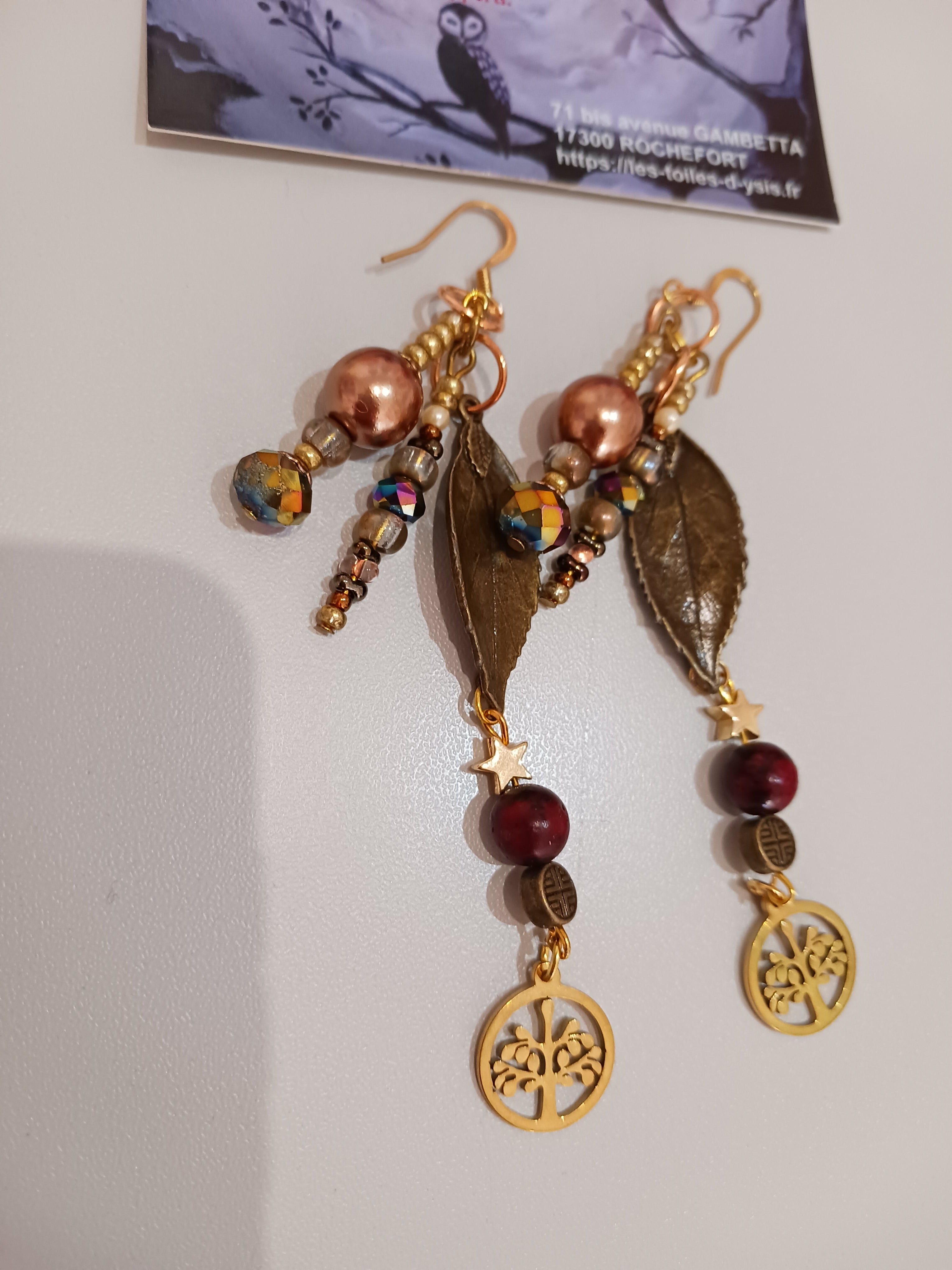 Boucles arbre de vie et chrysocolle