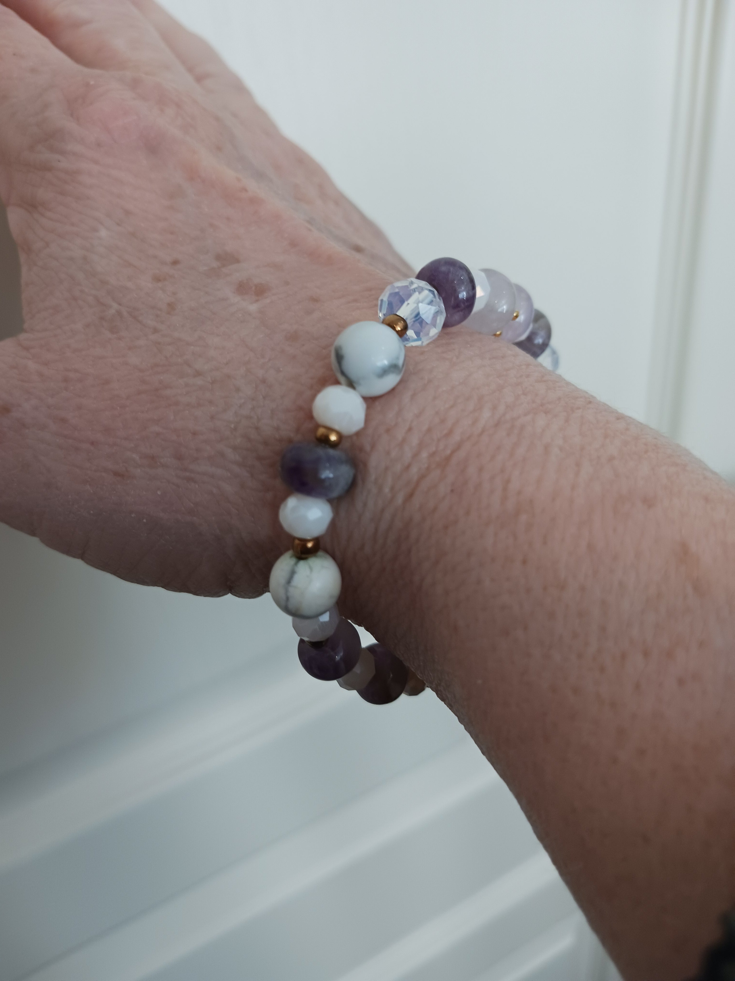 Bracelet agates, améthystes rubanées