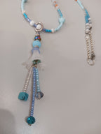 Collier fleurs, bleu blanc orange