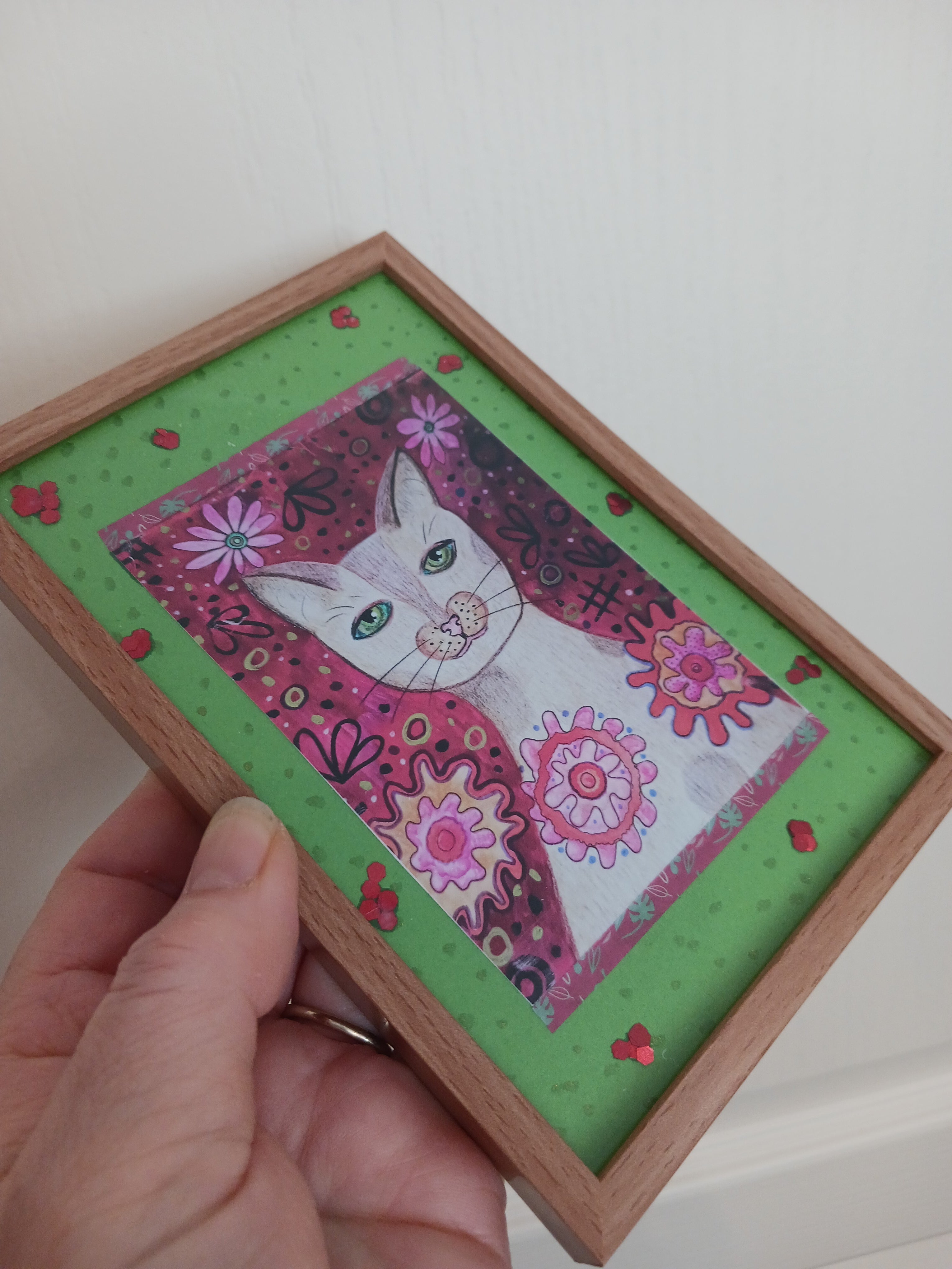 Petit cadre Minet dans les fleurs