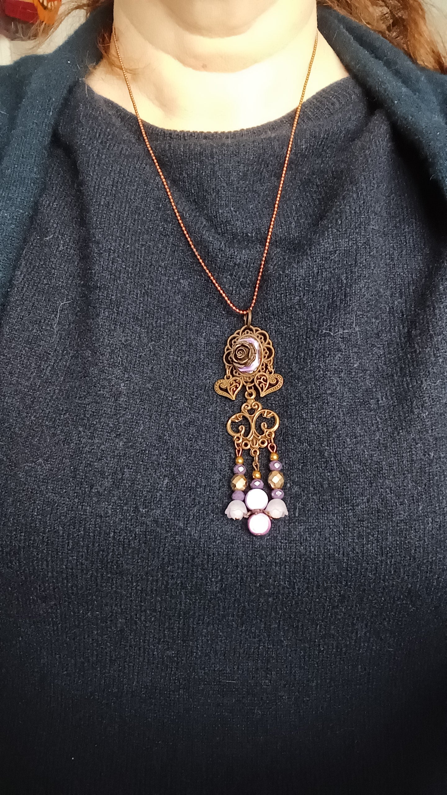 Collier Style ancien Mauve