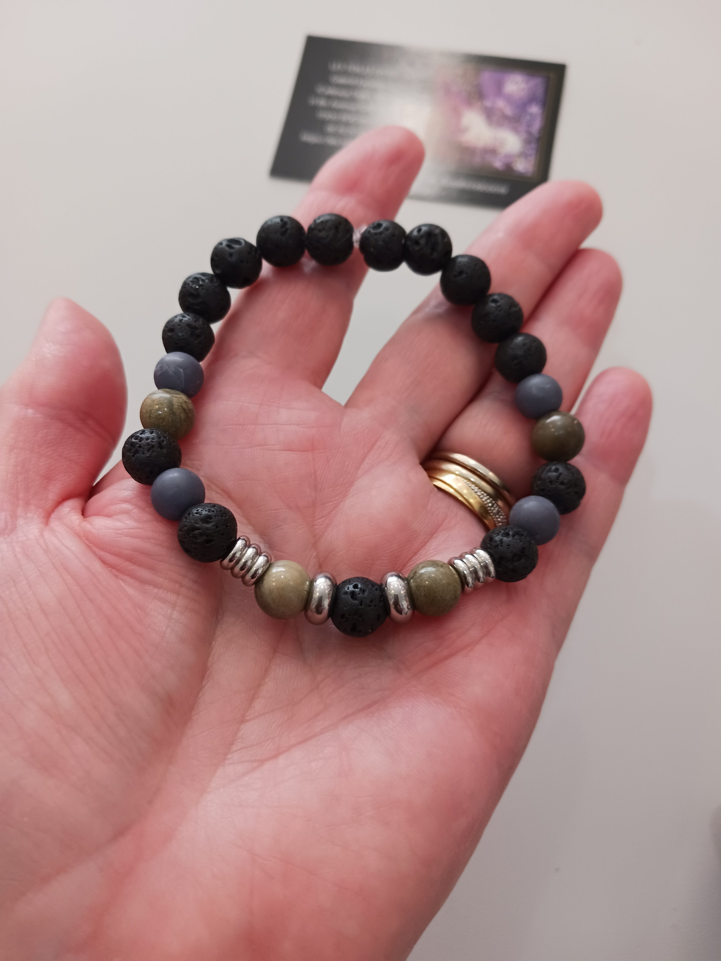 Bracelet homme  jaspe feuille d'argent