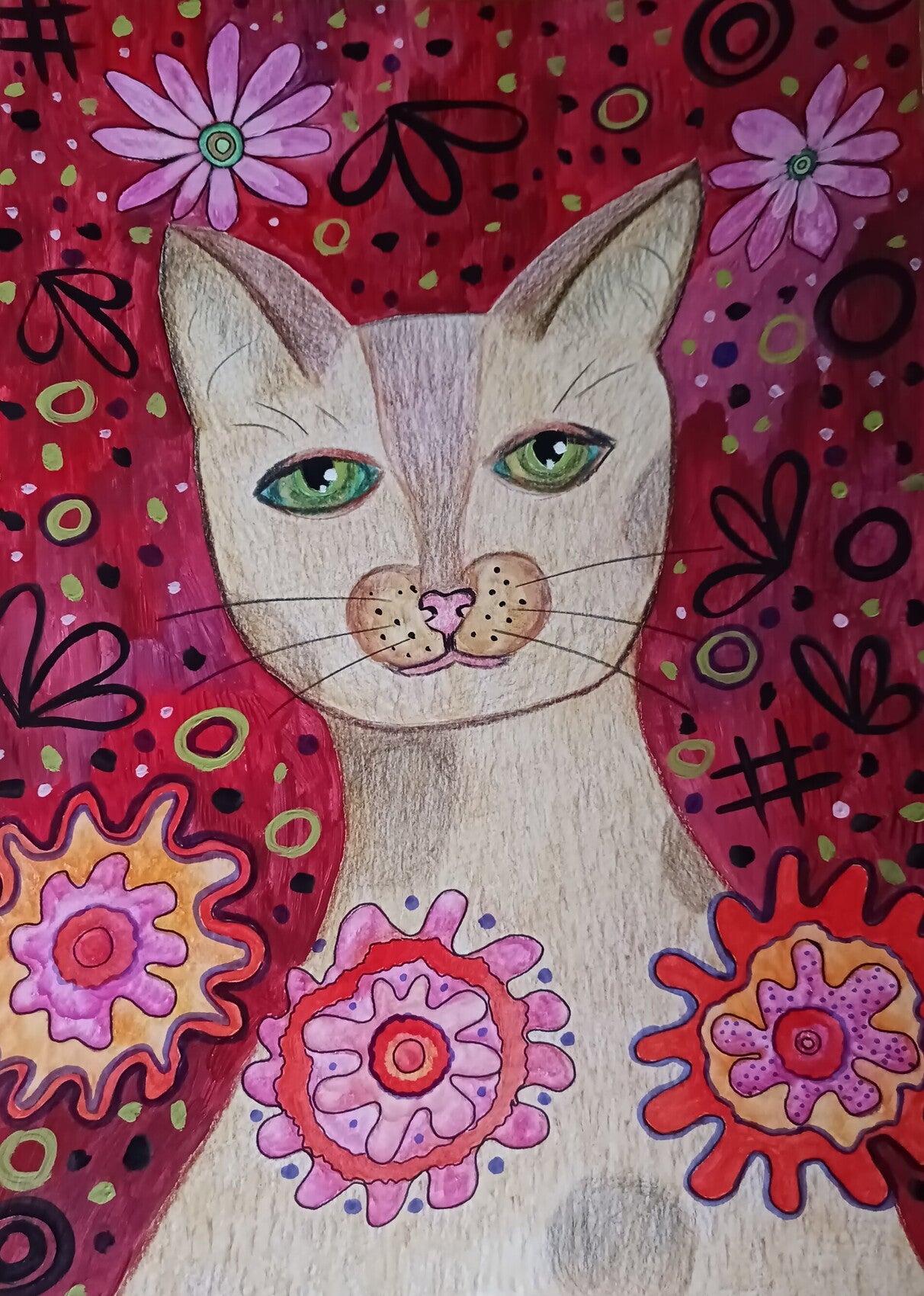 Minet dans les fleurs