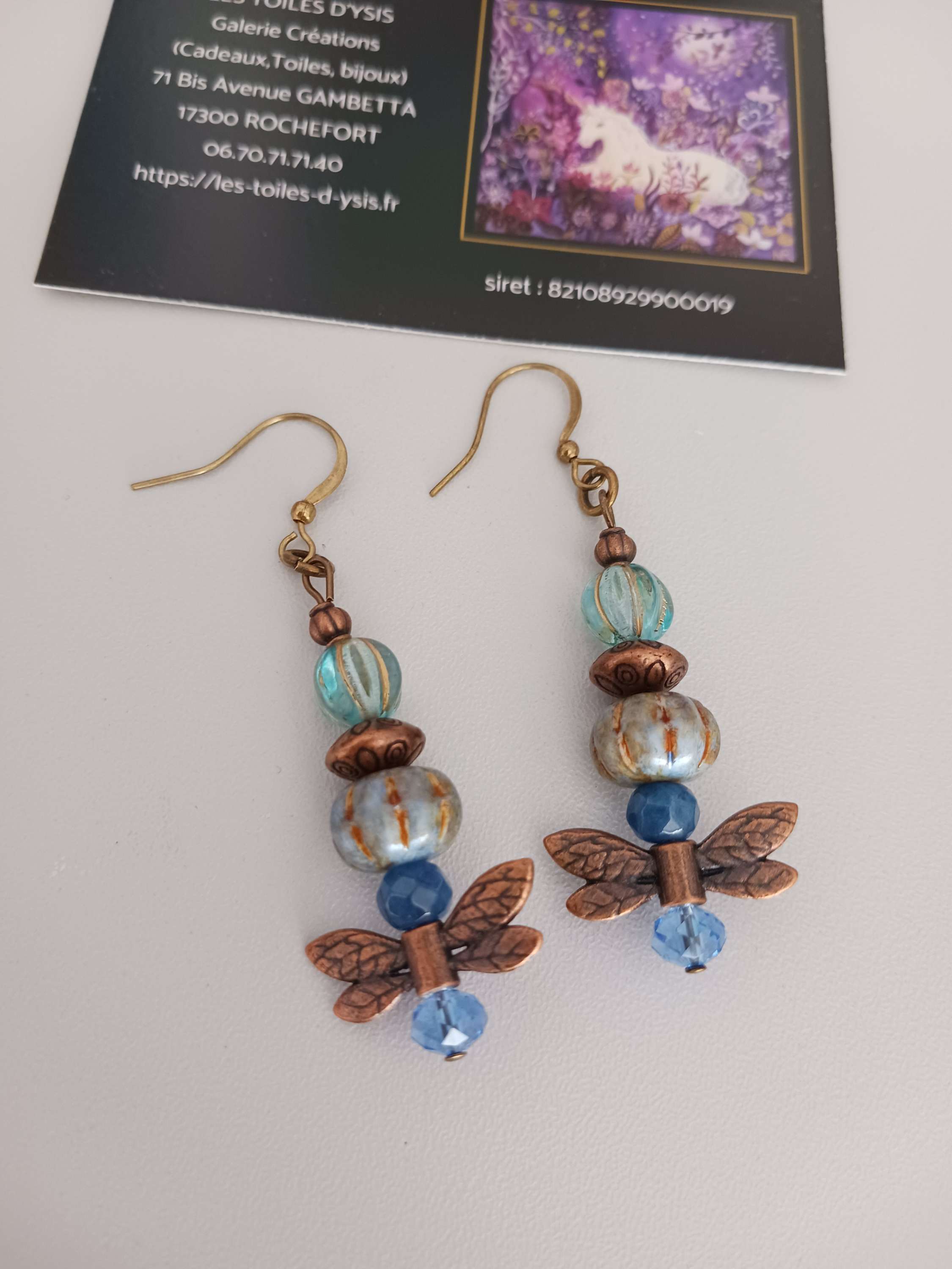 Boucles spiritualité "cuivre bleu"