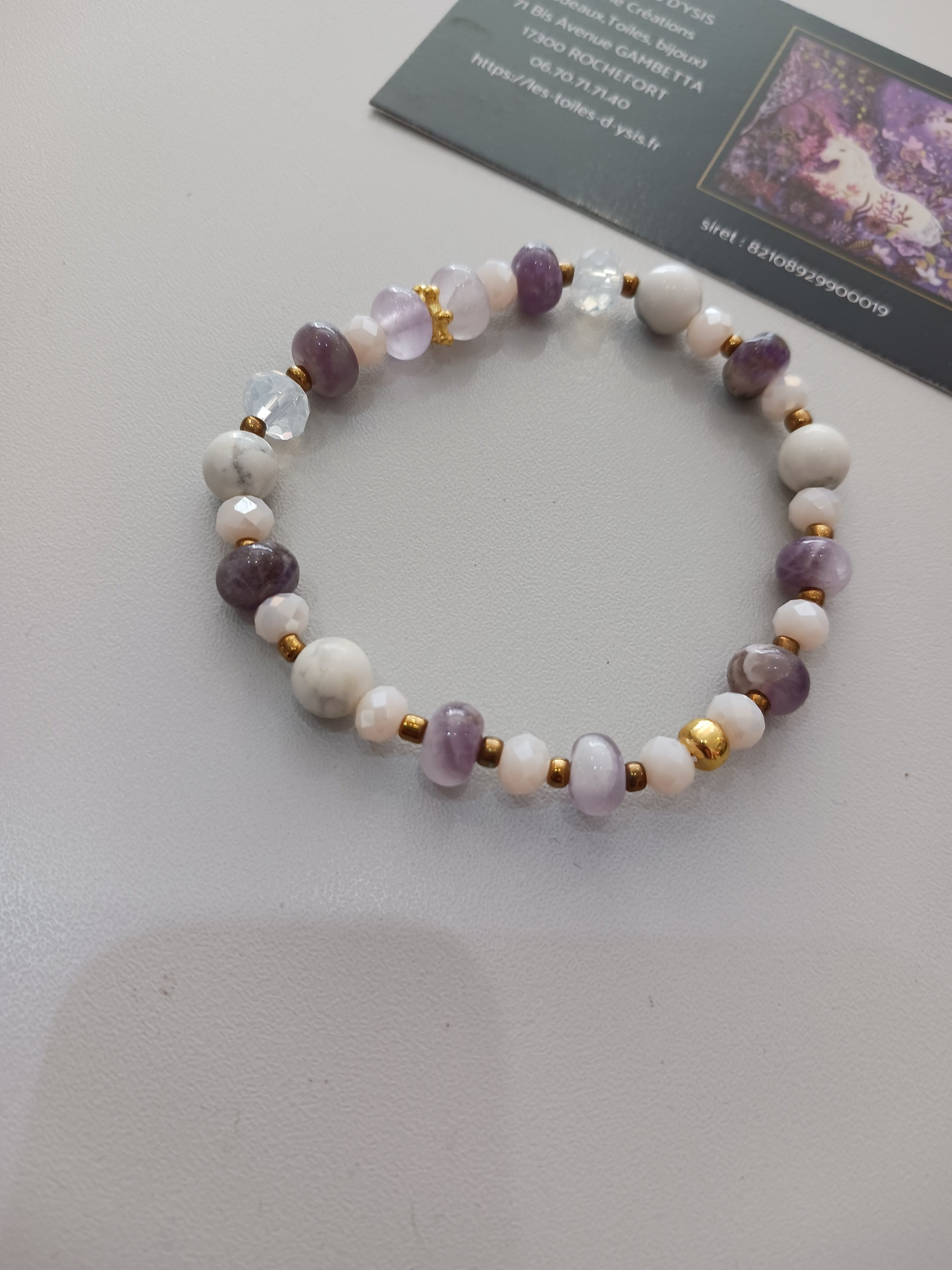 Bracelet agates, améthystes rubanées