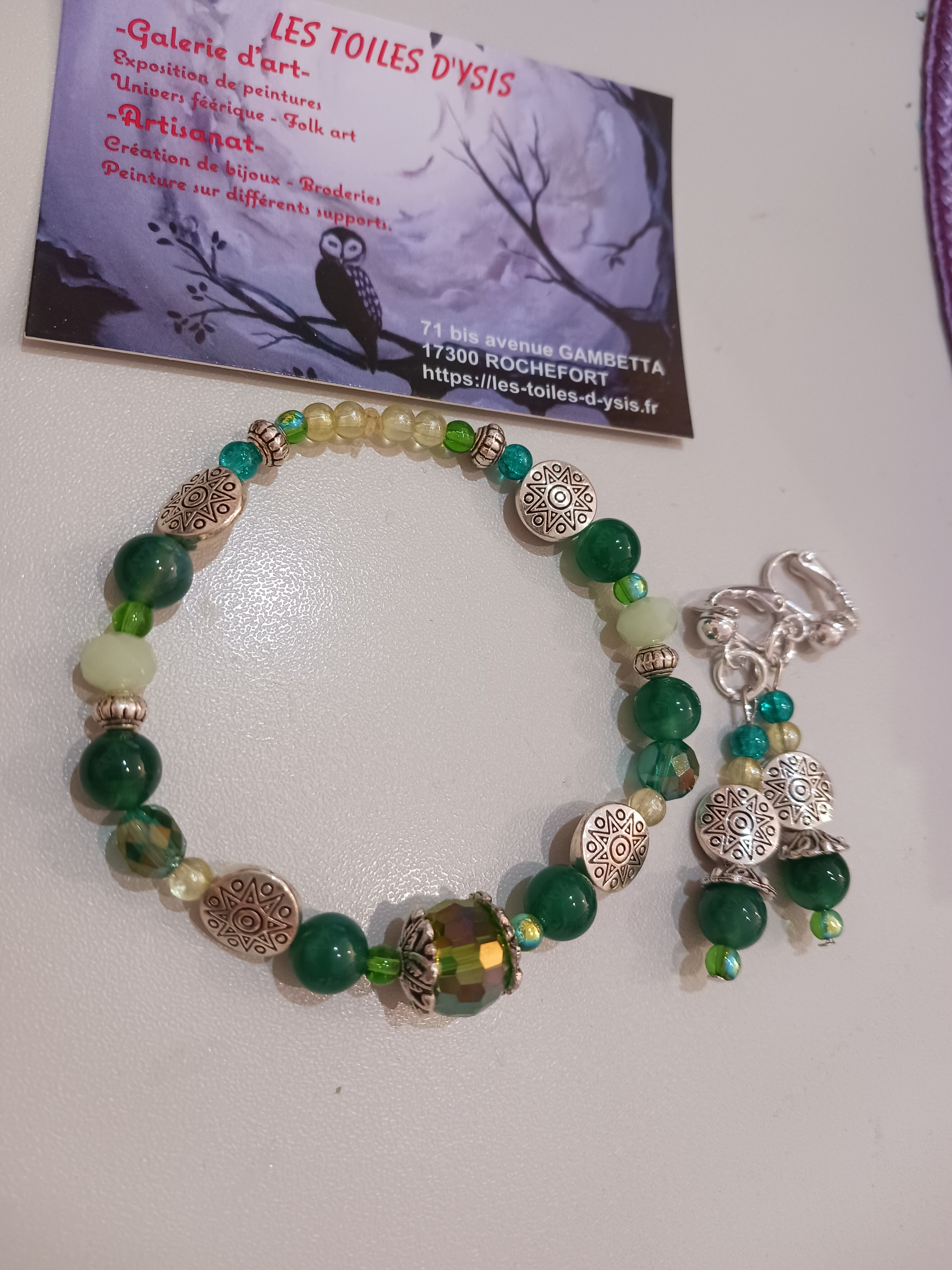 Duo agates, cristal, perles de verres