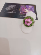Bague verte fleur rose