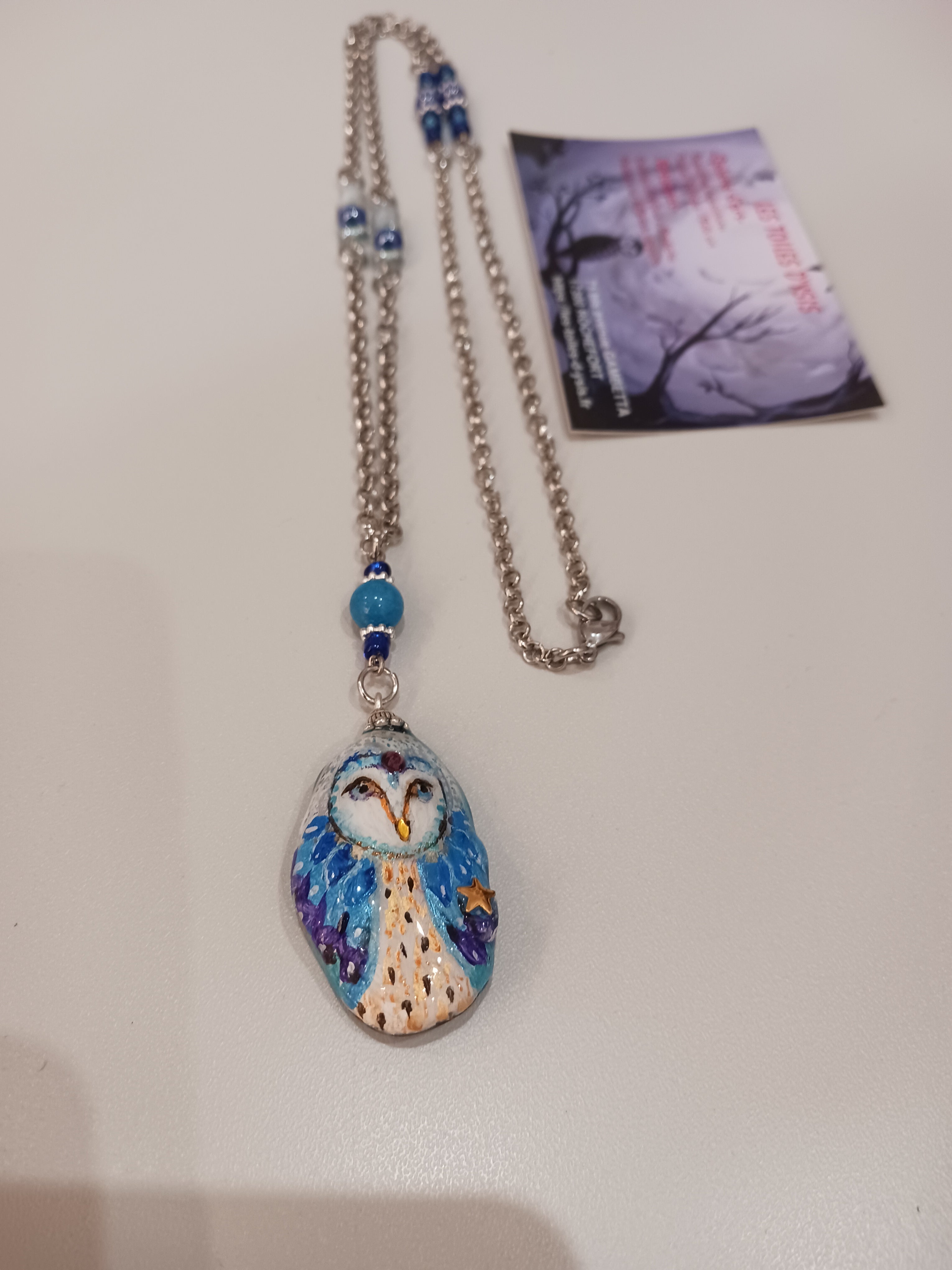 Sautoir Chouette Bleue