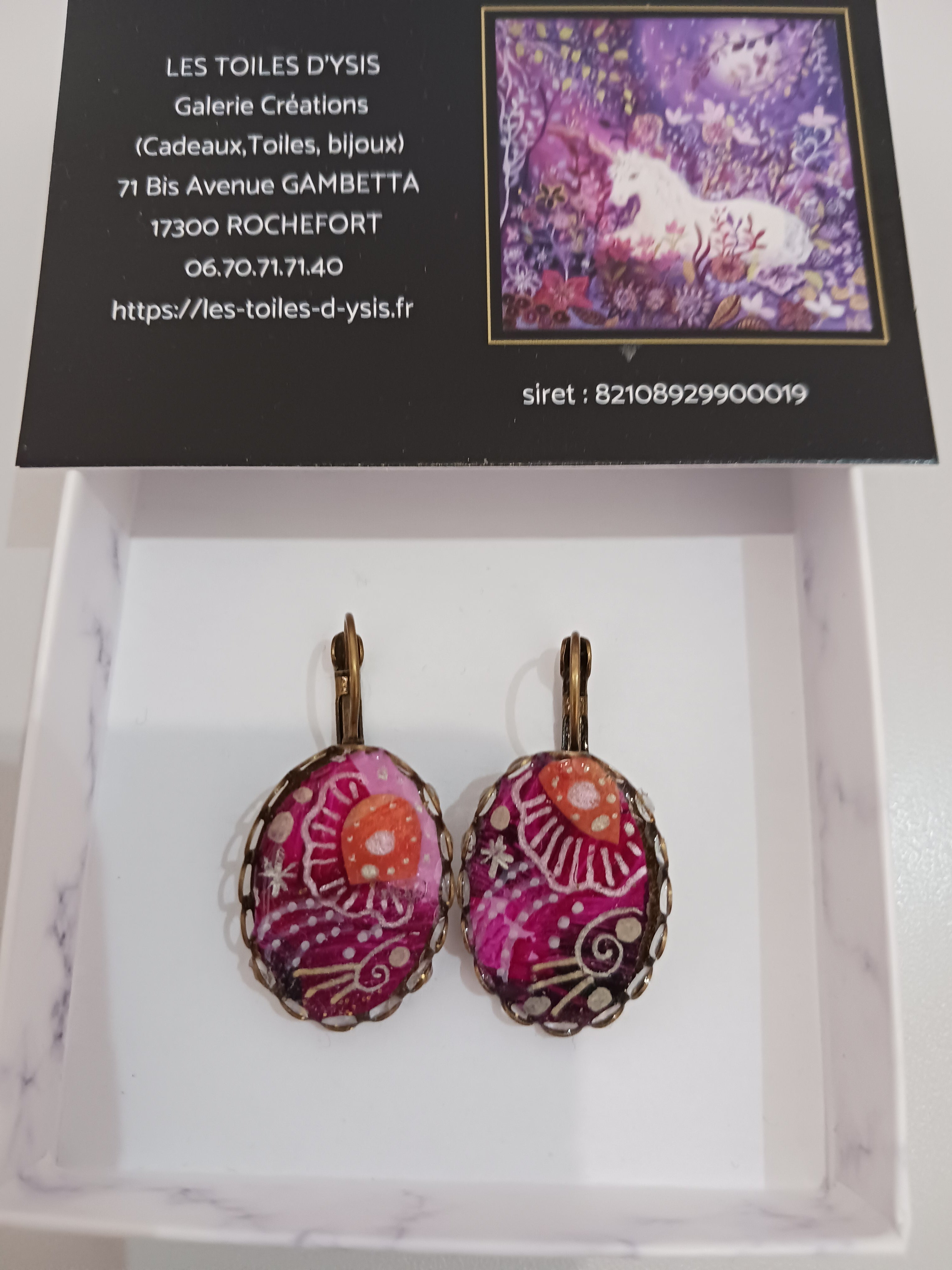 Dormeuses bronze et rose